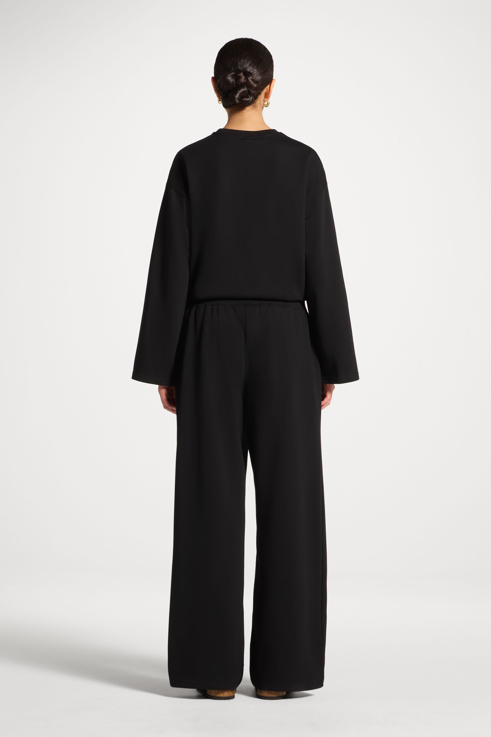 Cotton Wide Leg Pants - Black Abayas Veiled