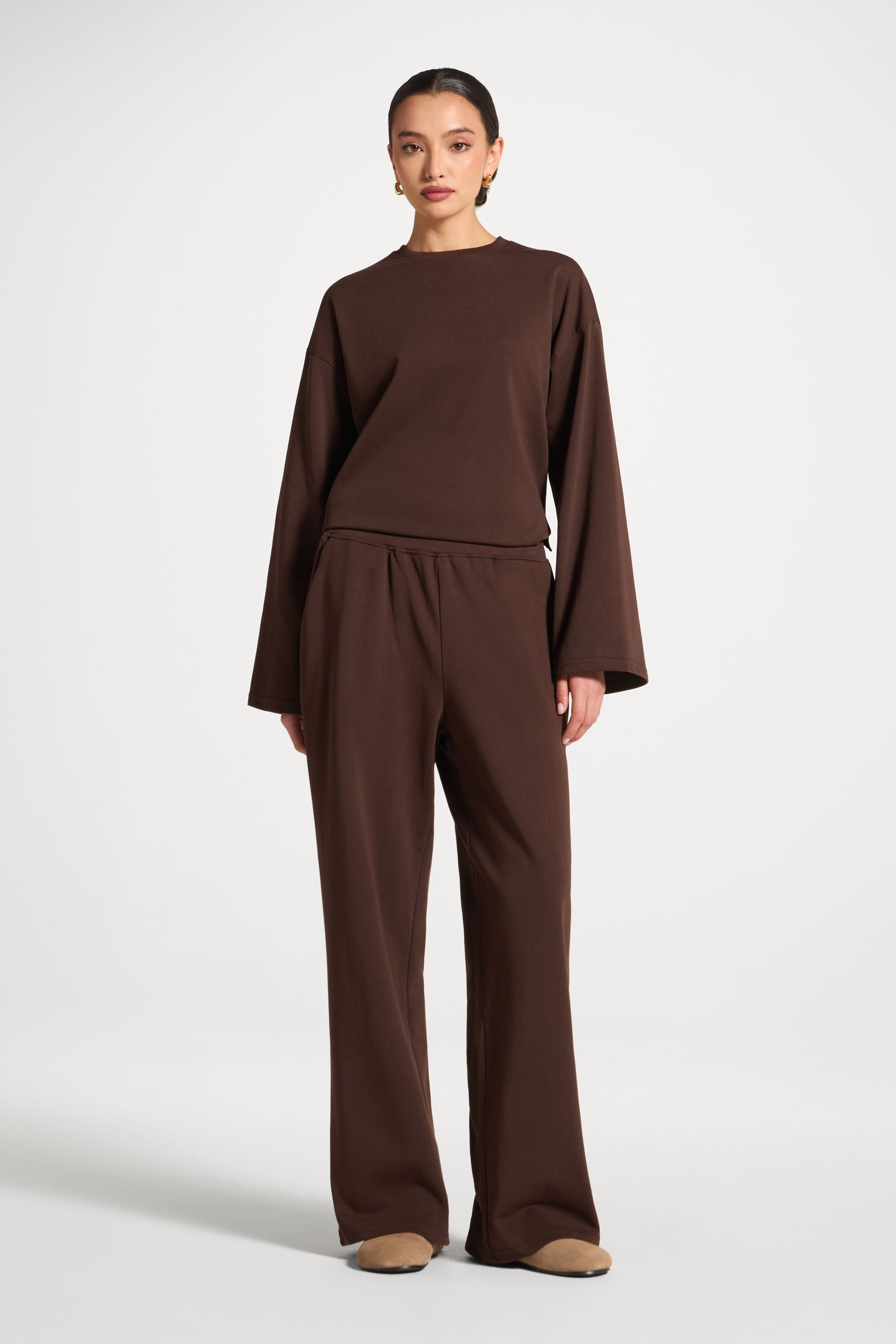 Cotton Wide Leg Pants - Coffee Abayas Veiled