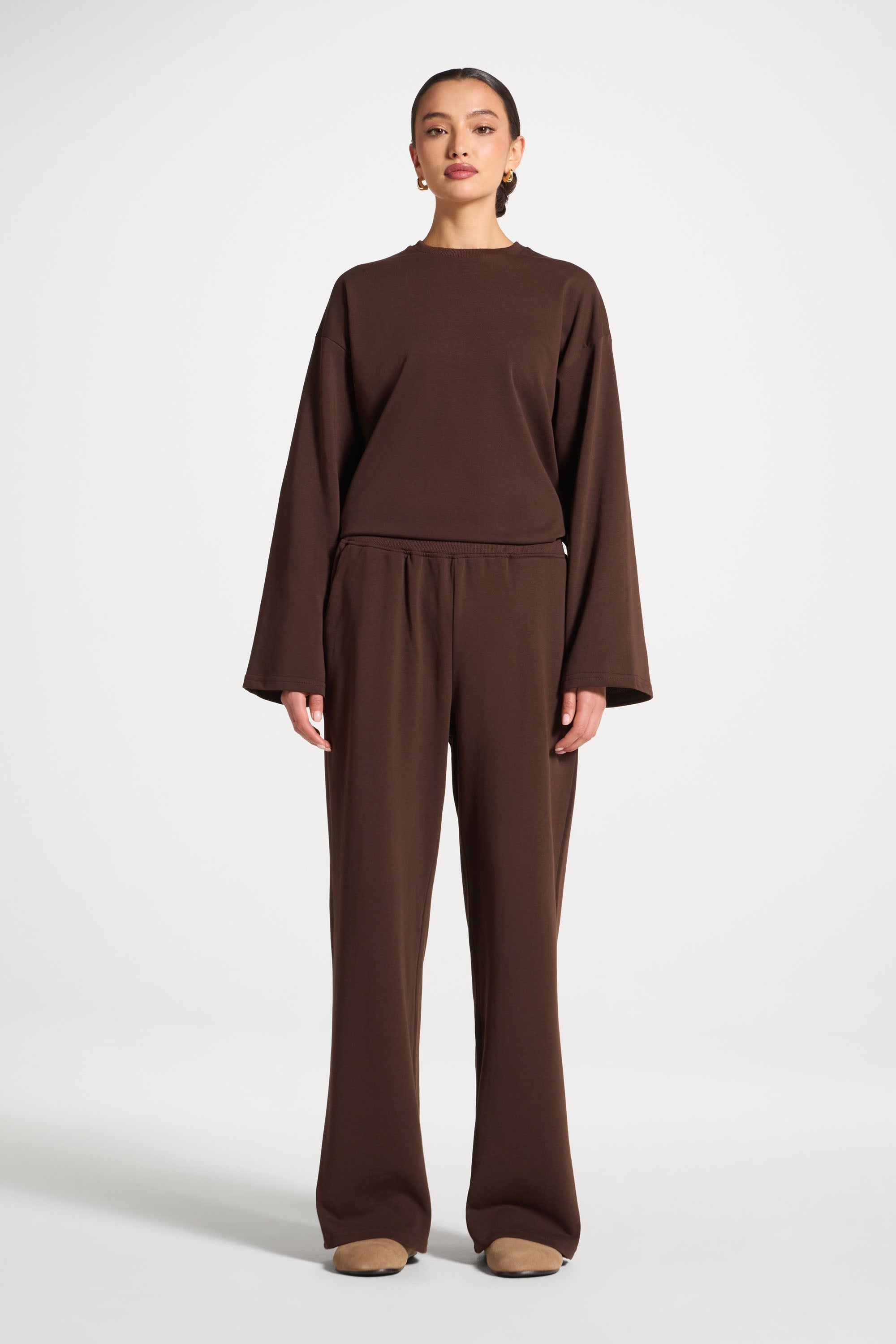 Cotton Wide Leg Pants - Coffee Abayas Veiled