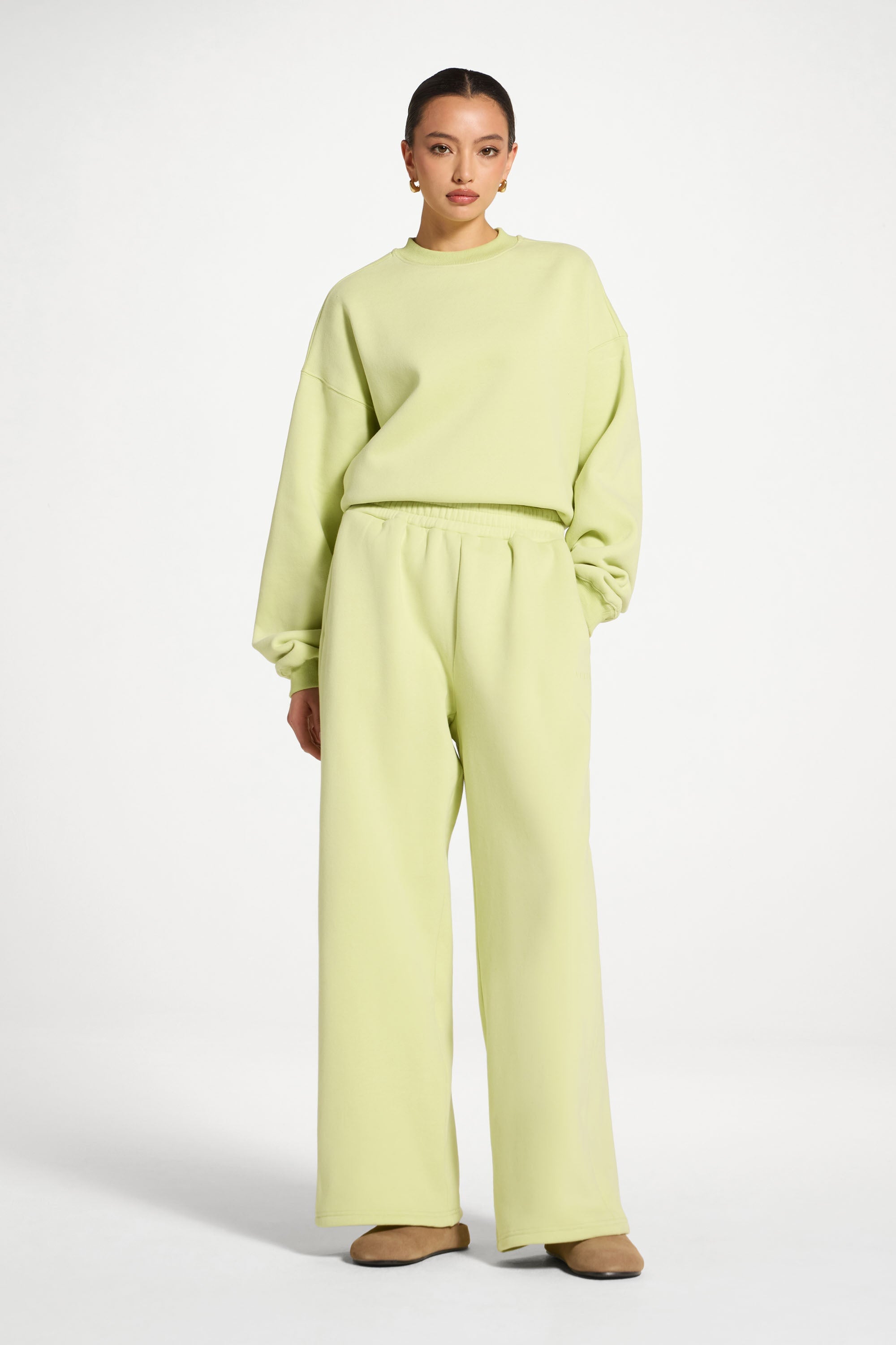 Cotton Wide Leg Sweatpants - Limeade Abayas Veiled