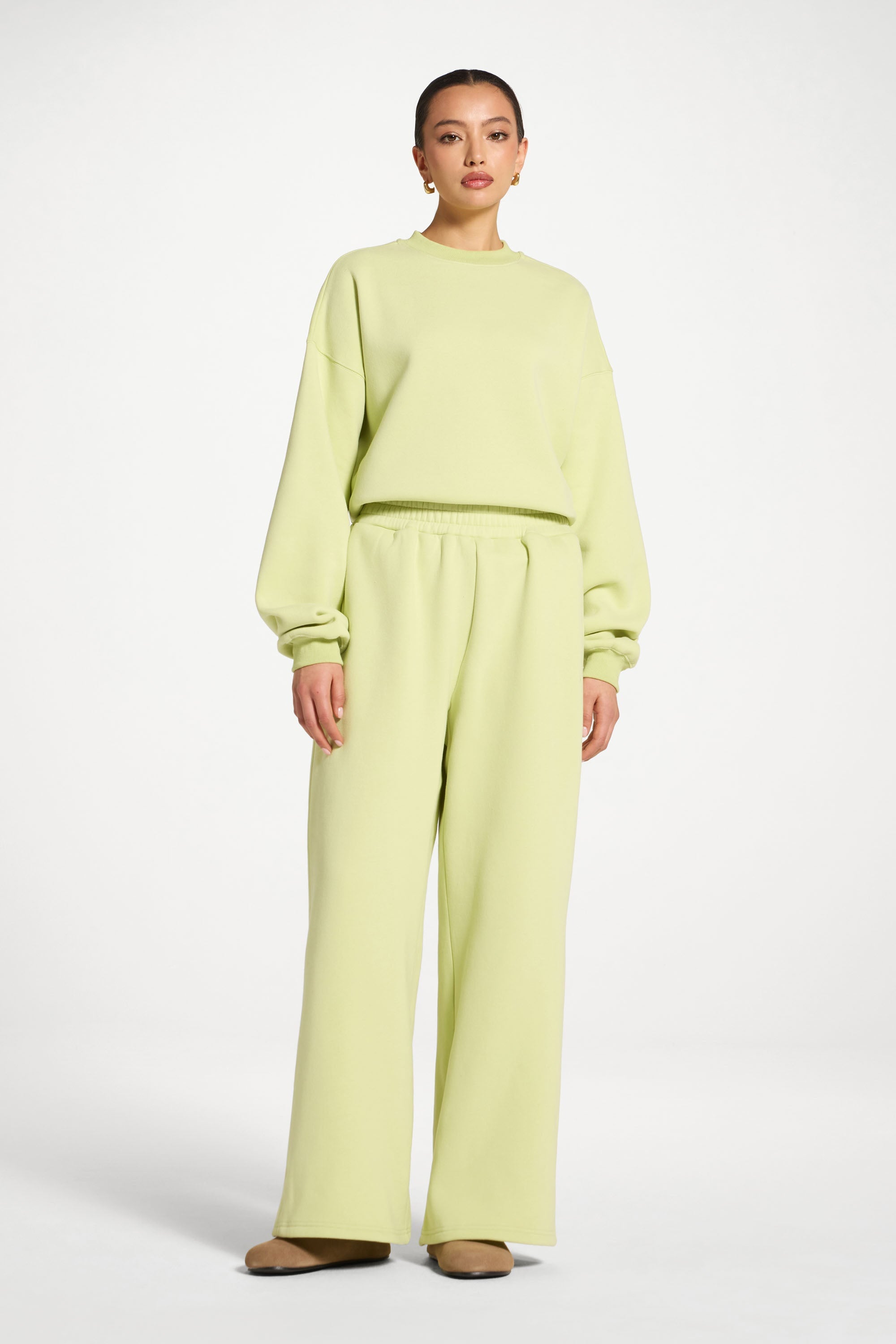 Cotton Wide Leg Sweatpants - Limeade Abayas Veiled