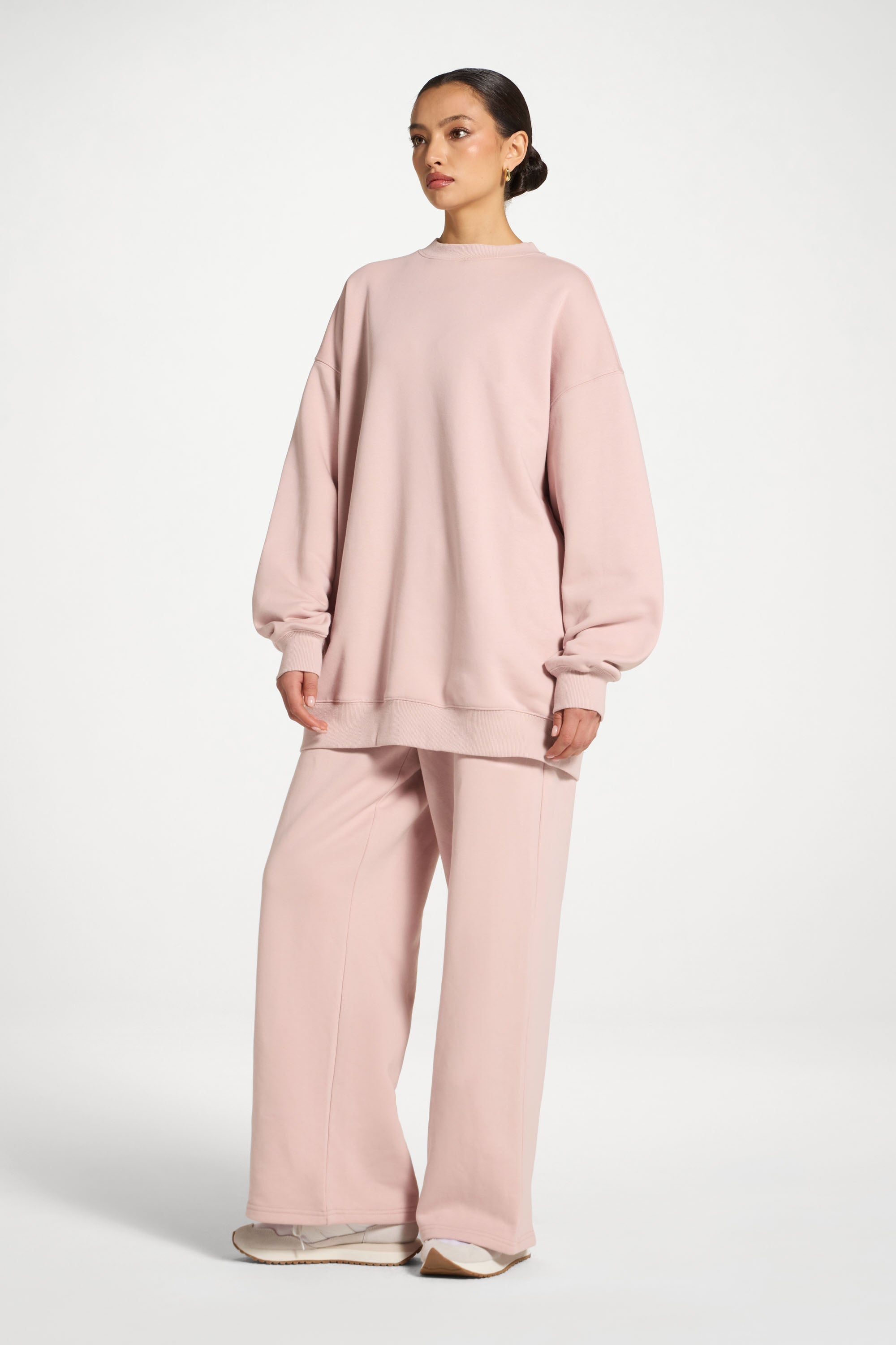 Cotton Wide Leg Sweatpants - Midnight Mauve Abayas Veiled