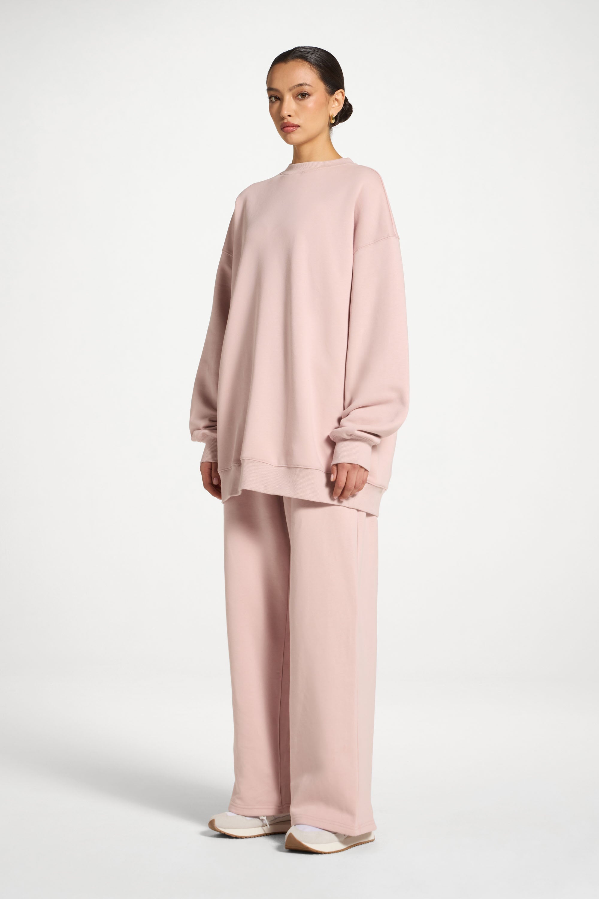 Cotton Wide Leg Sweatpants - Midnight Mauve Abayas Veiled