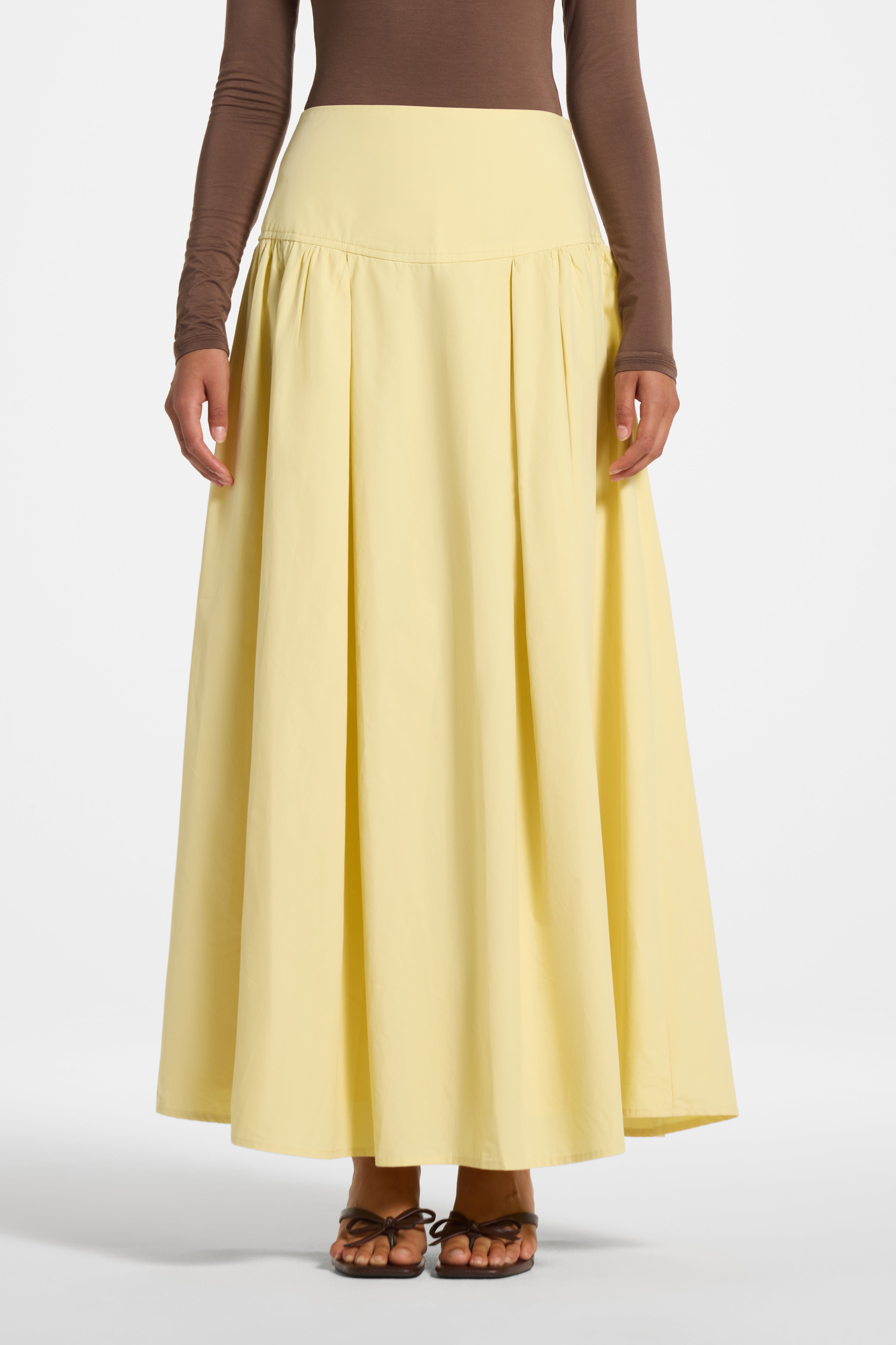 Cotton Wide Yoke Skirt - Banana Skirt Veiled