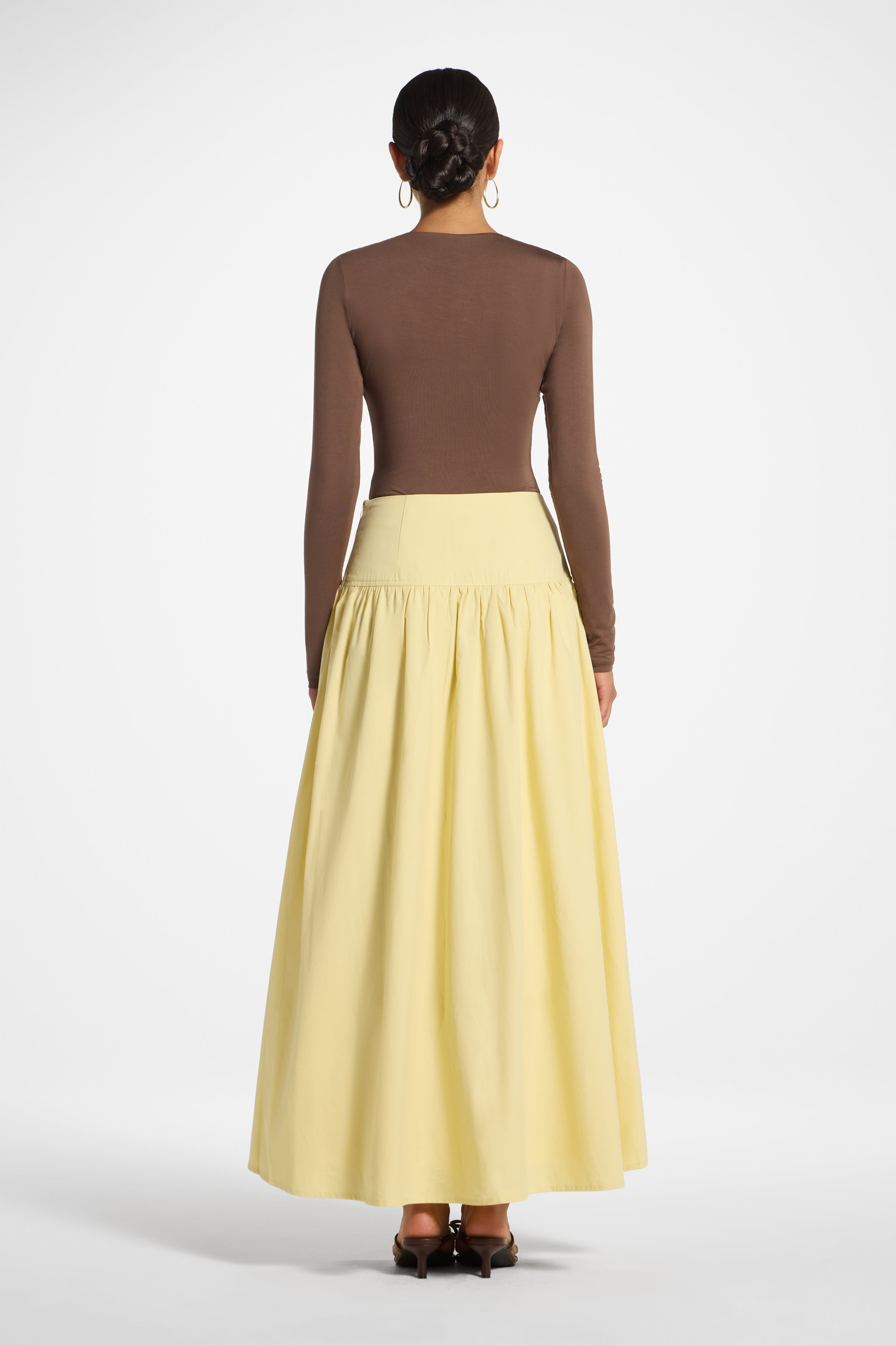 Cotton Wide Yoke Skirt - Banana Skirt Veiled