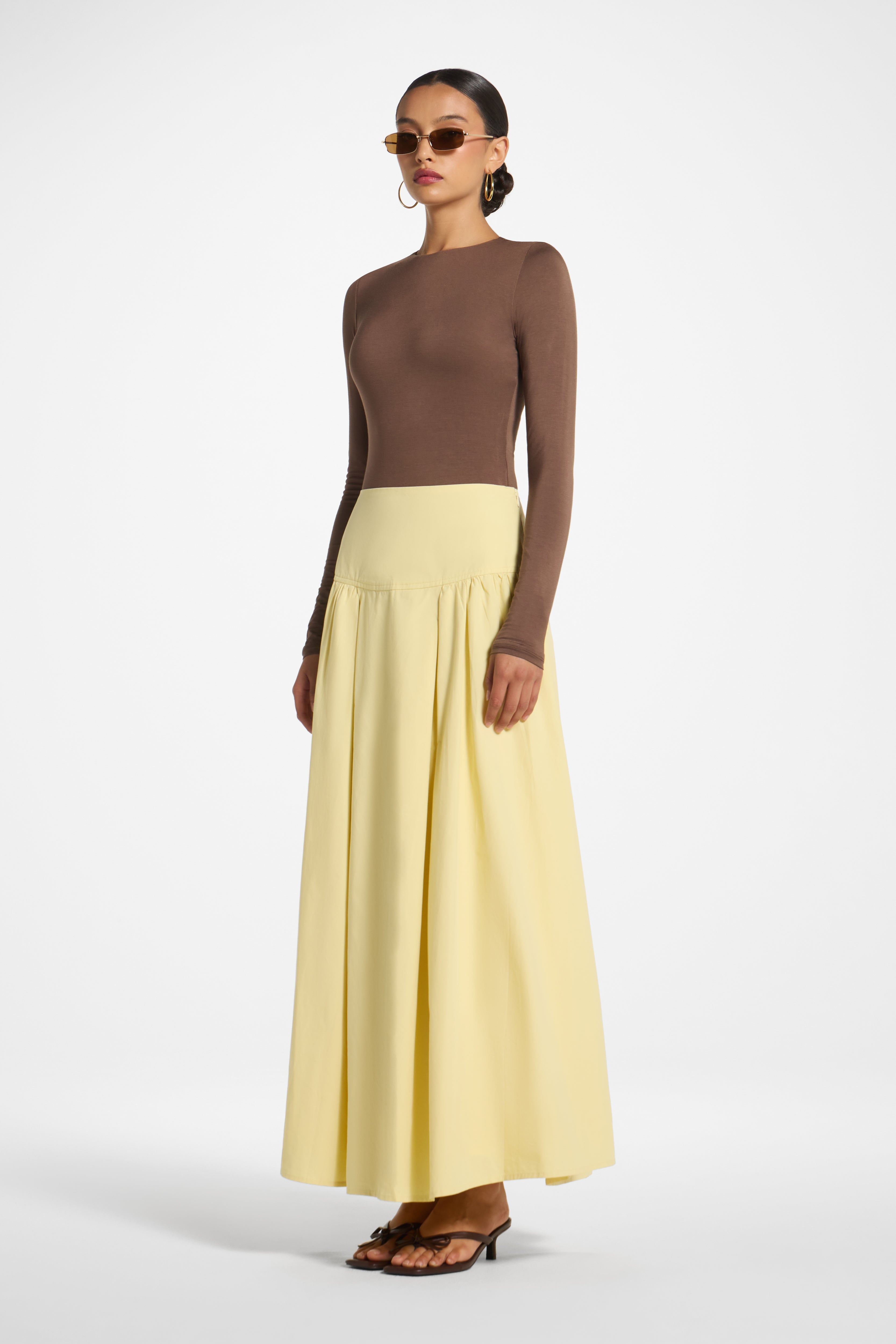 Cotton Wide Yoke Skirt - Banana Skirt Veiled
