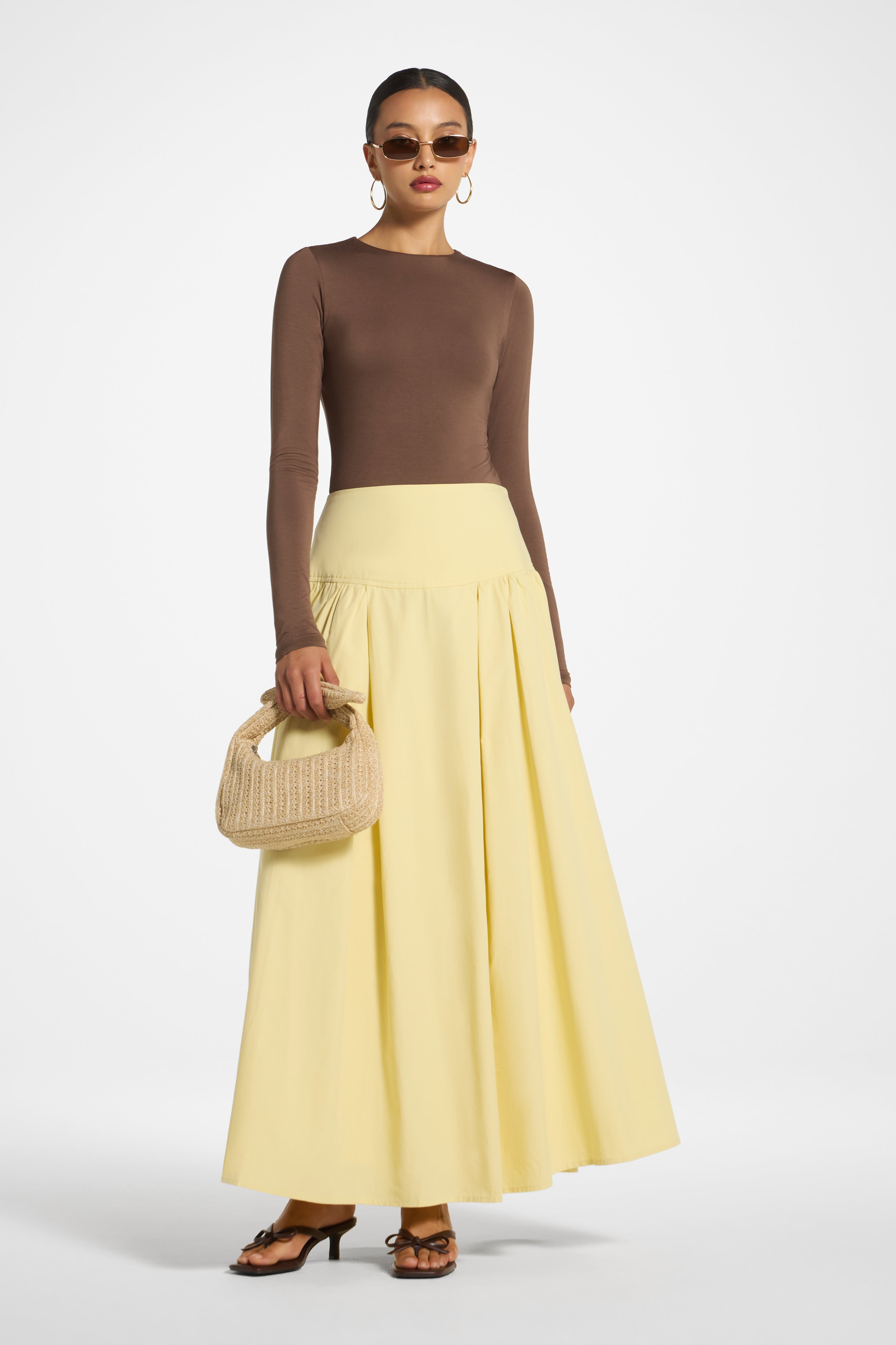 Cotton Wide Yoke Skirt - Banana Skirt Veiled
