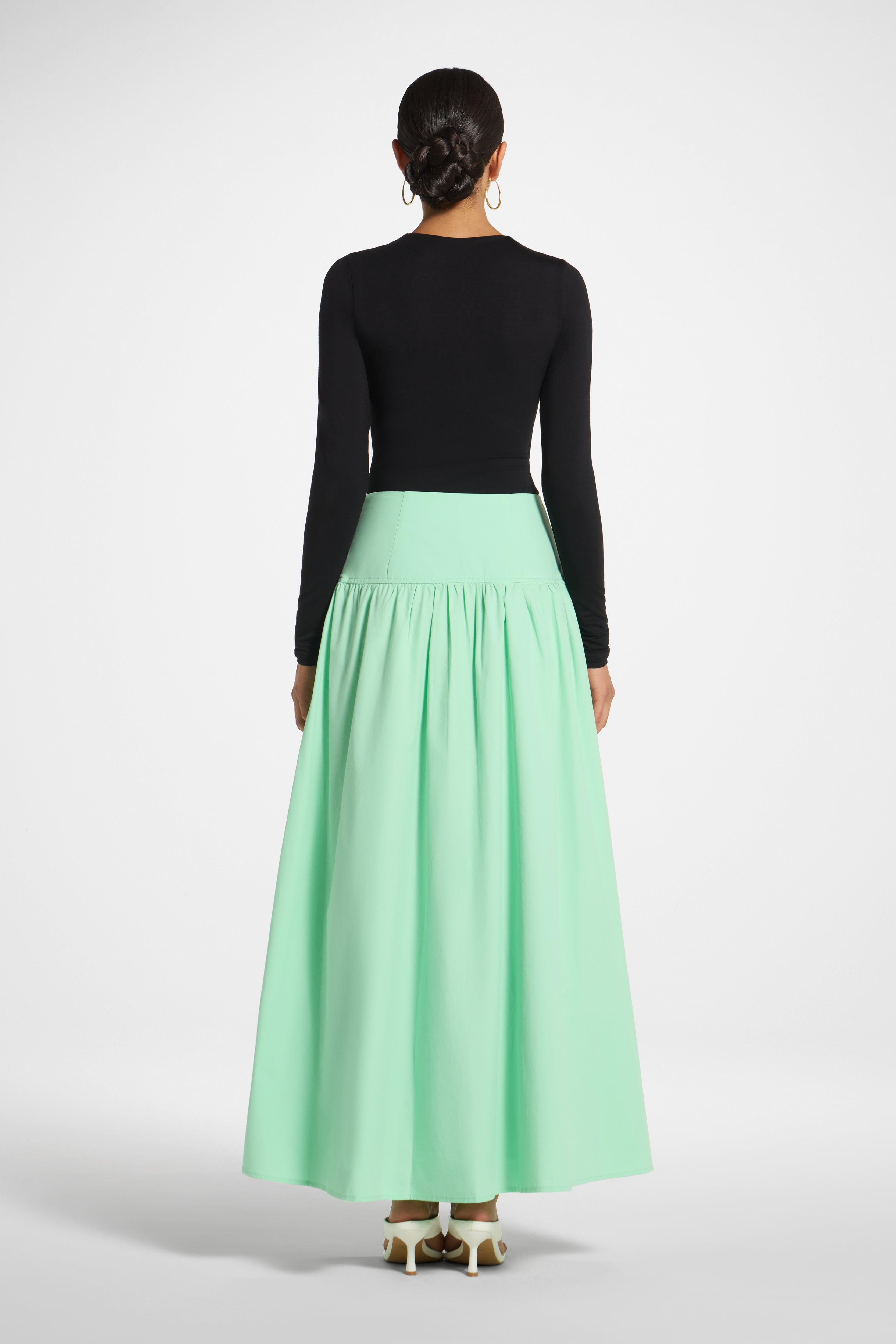 Cotton Wide Yoke Skirt - Jelly Mint Skirt Veiled