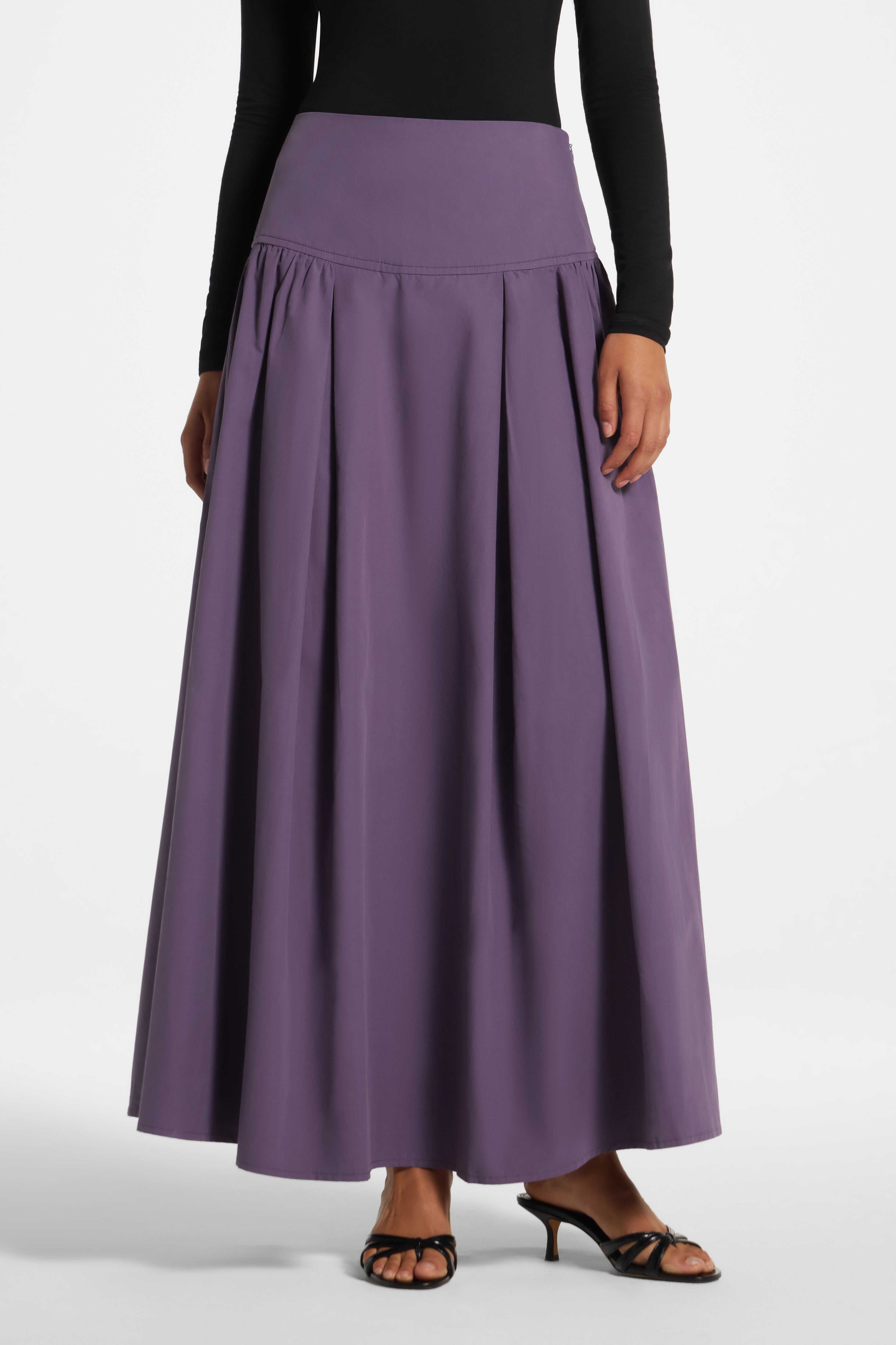 Cotton Wide Yoke Skirt - Purple Sage Skirt Veiled