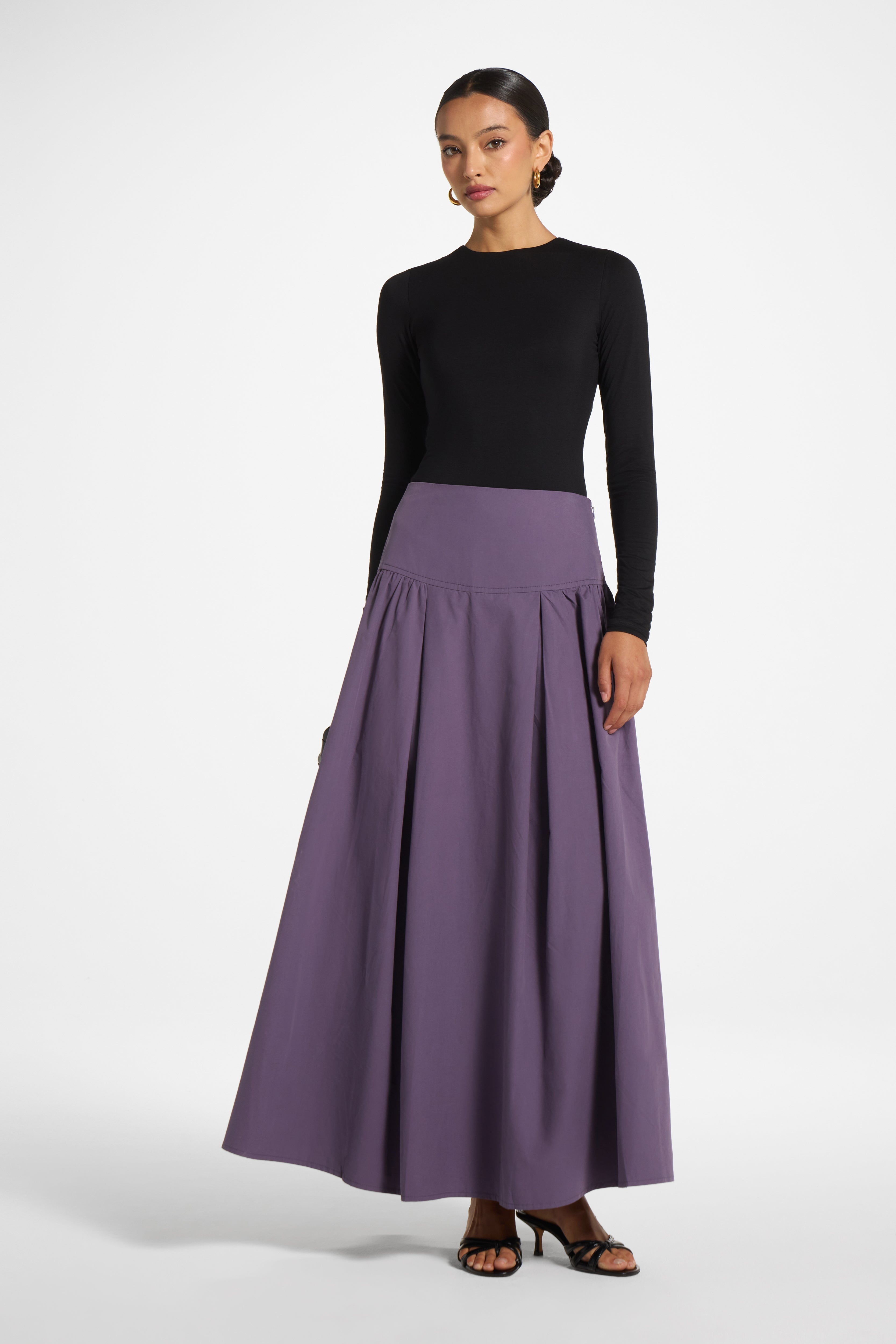 Cotton Wide Yoke Skirt - Purple Sage Skirt Veiled