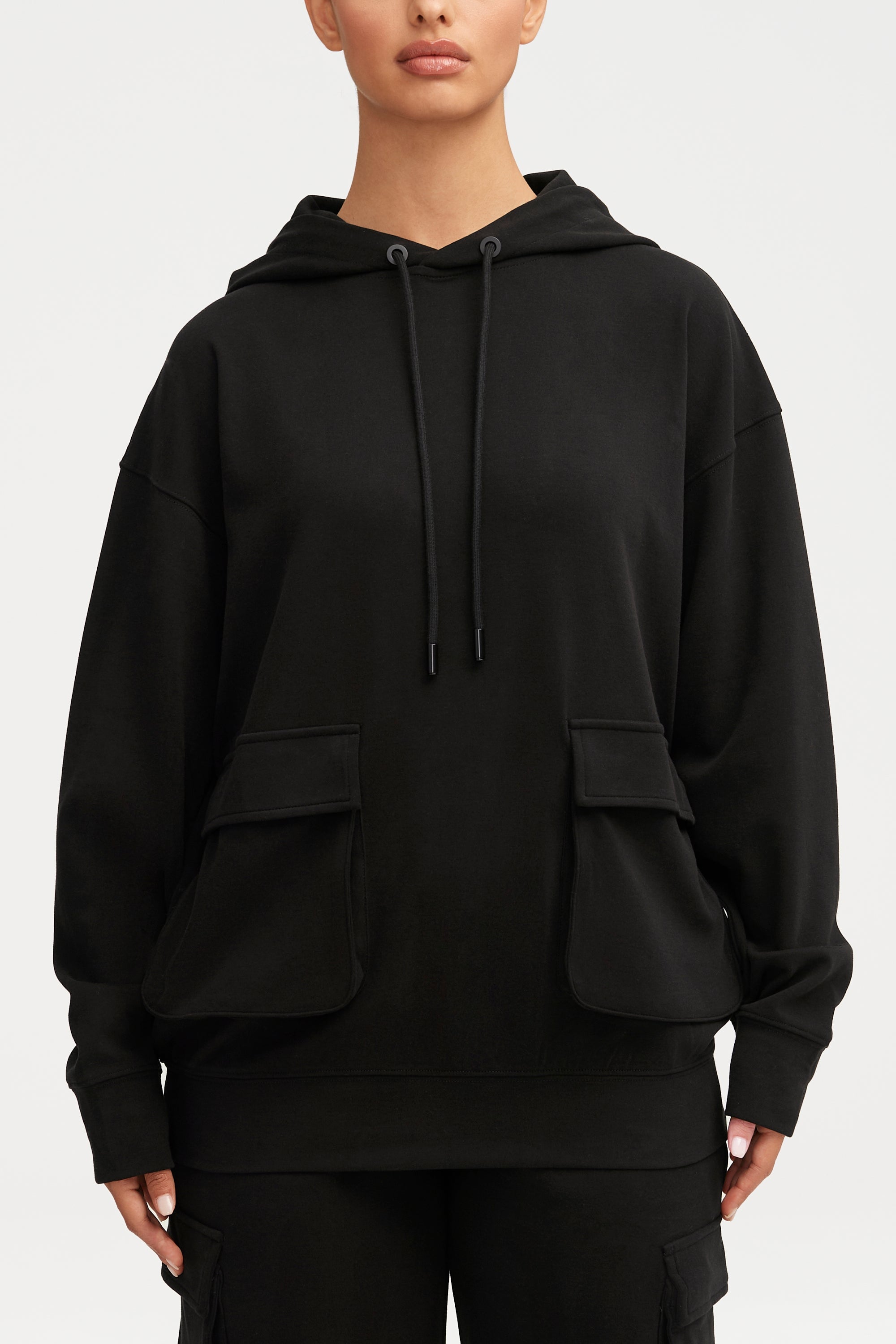 Demi Oversized Cargo Pocket Hoodie - Black Clothing Veiled 