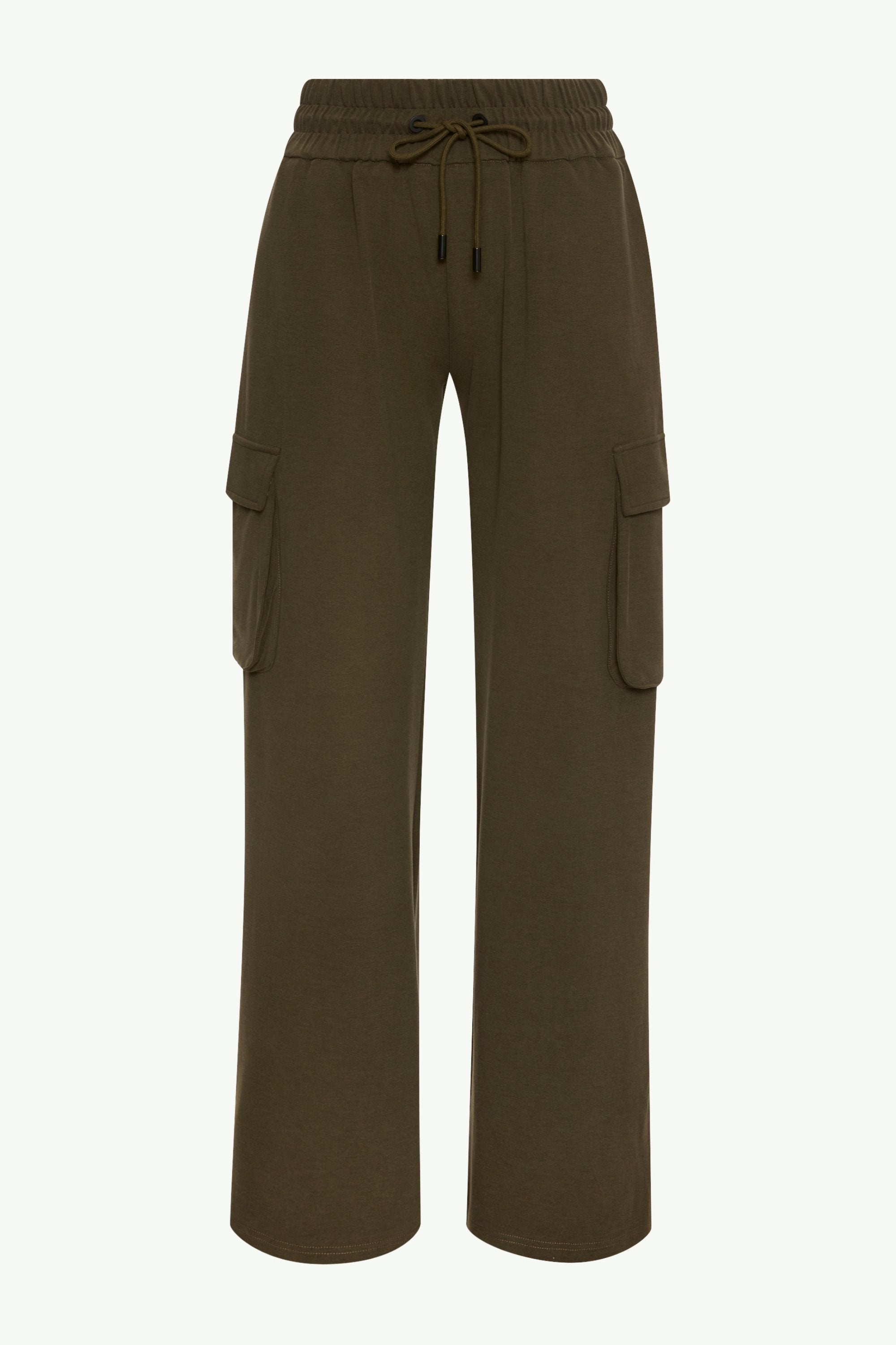 Demi Wide Leg Cargo Pocket Pants - Khaki Green Clothing epschoolboard 