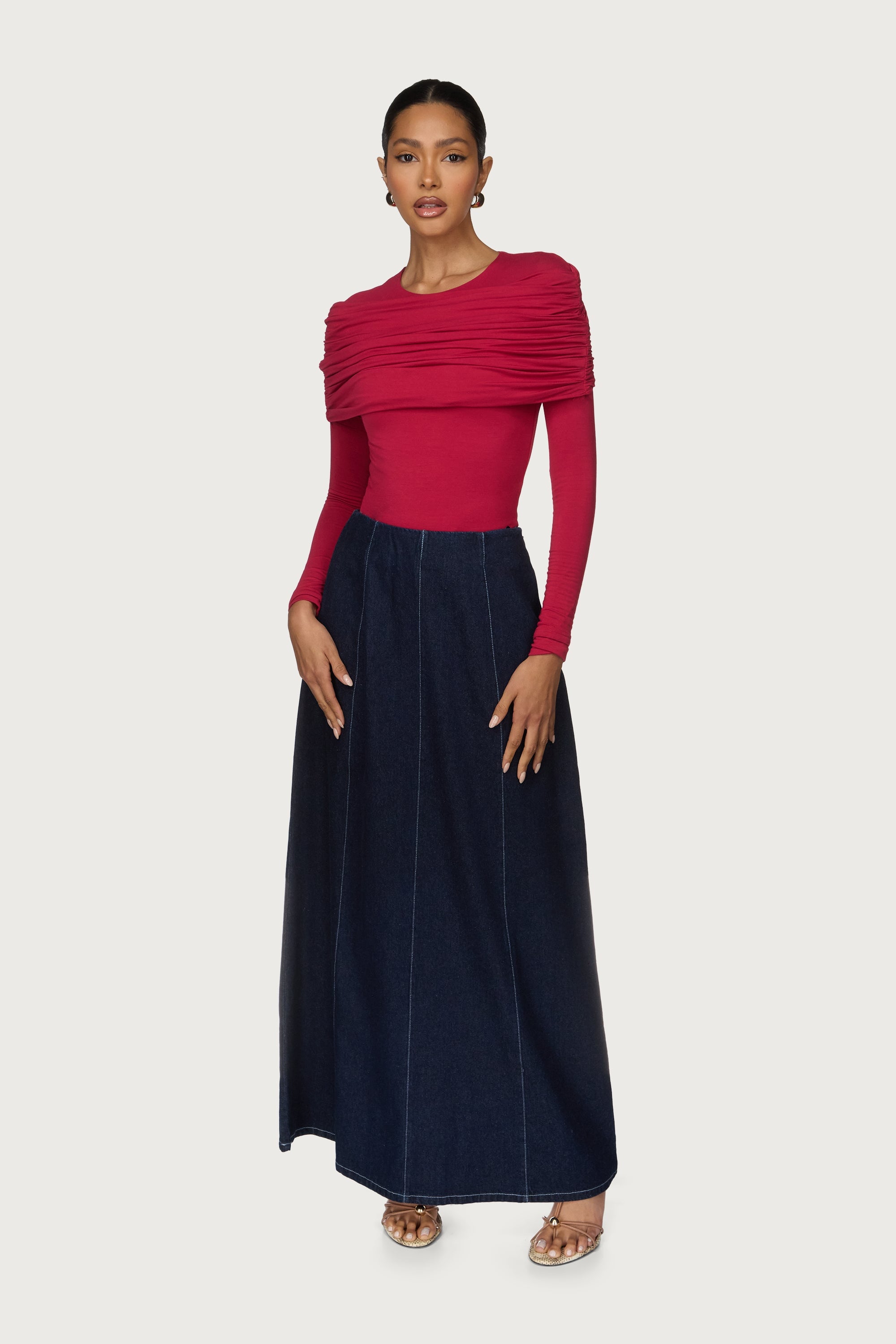 Denim Flare Skirt Abayas Veiled