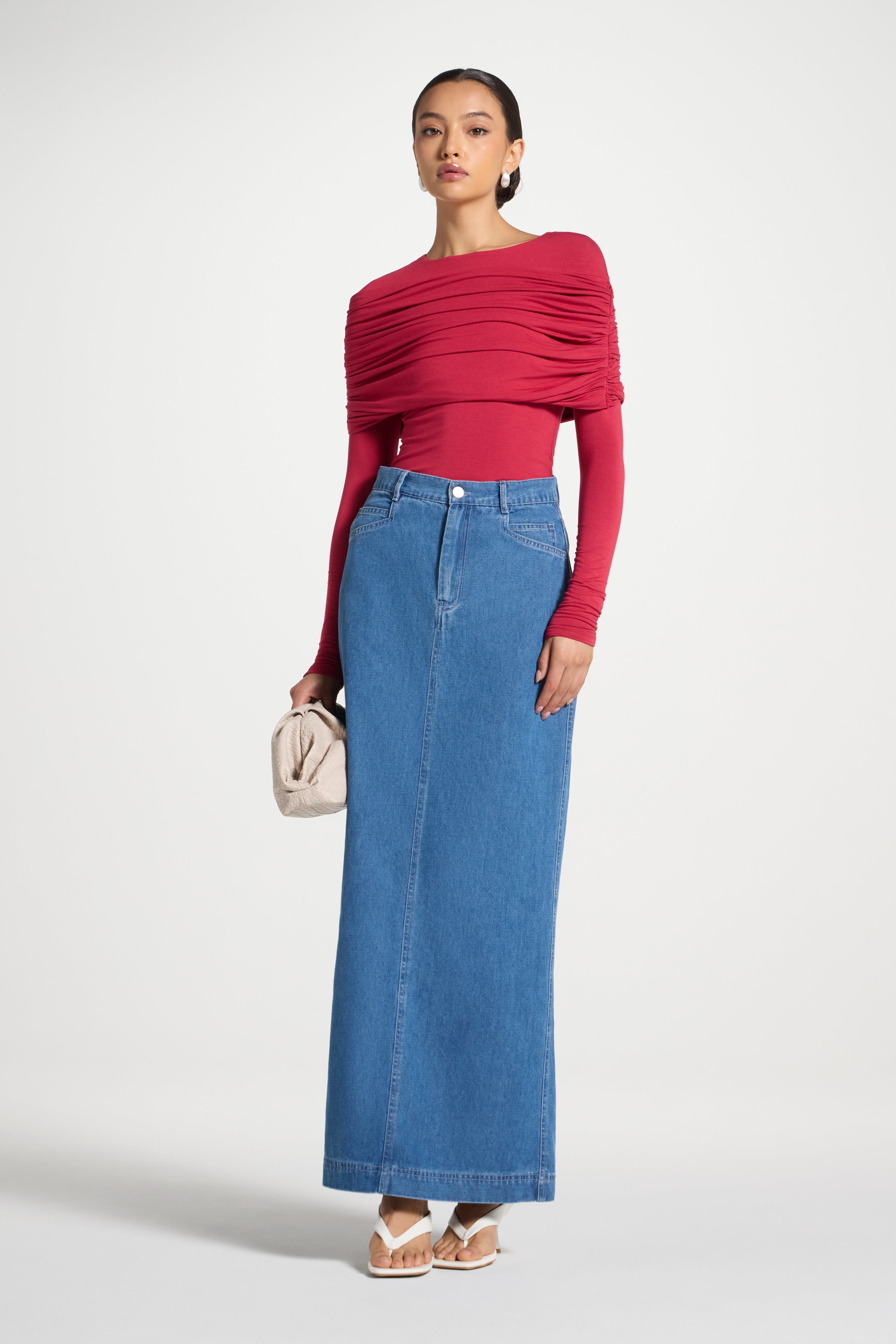 Denim Maxi Skirt Abayas Veiled