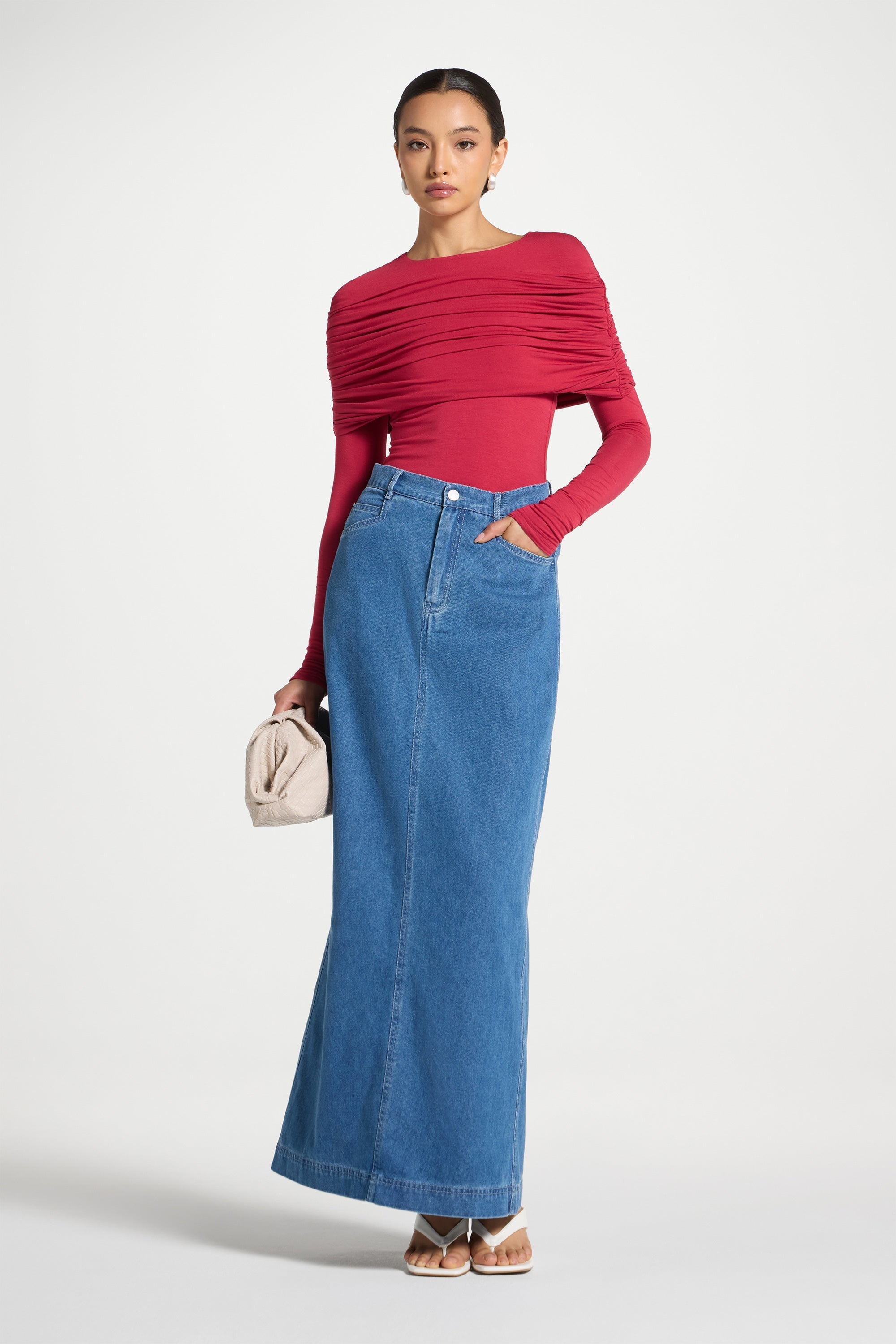 Denim Maxi Skirt Abayas Veiled