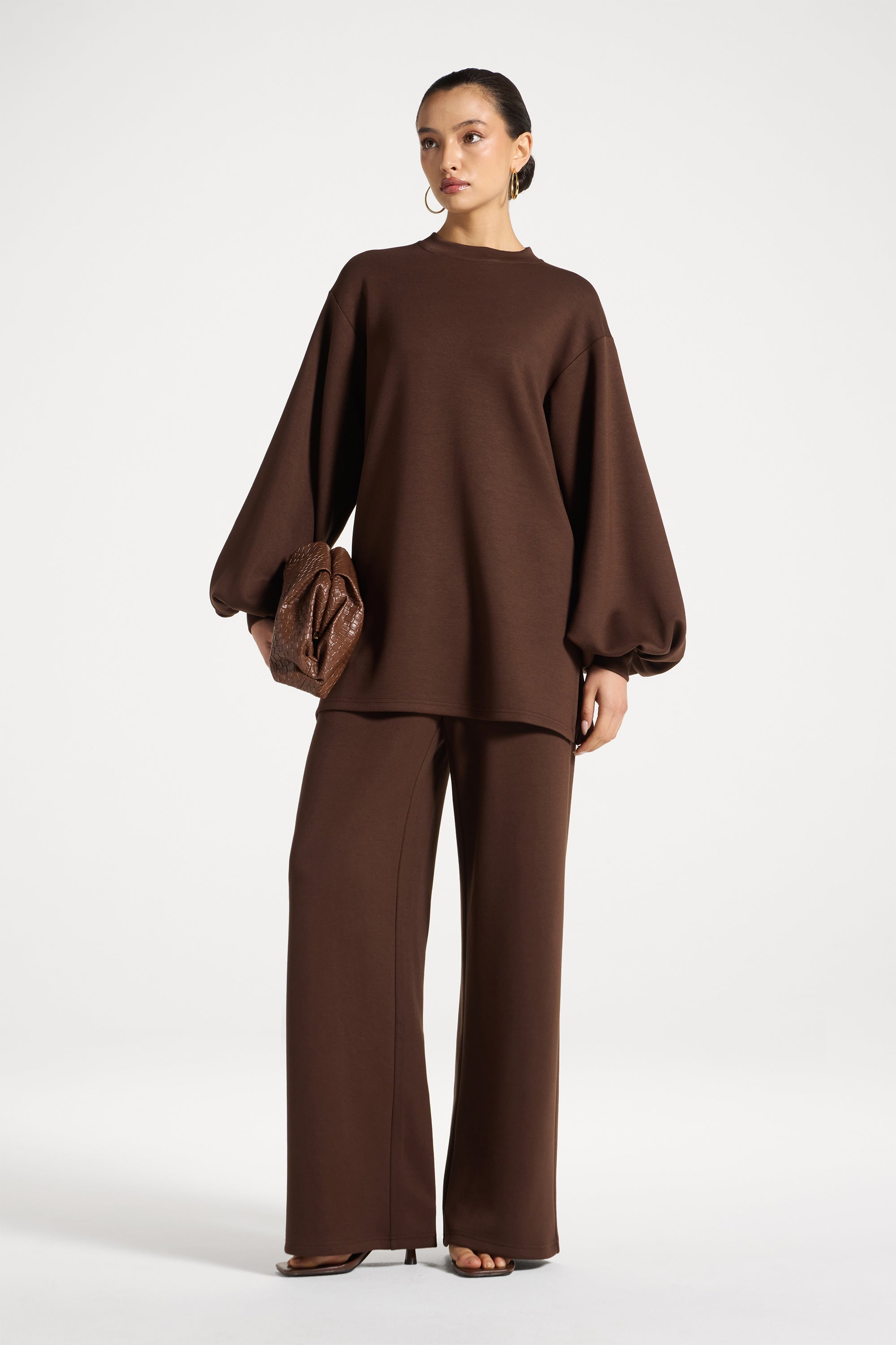 Dila Top & Pant Set - Espresso Abayas Veiled