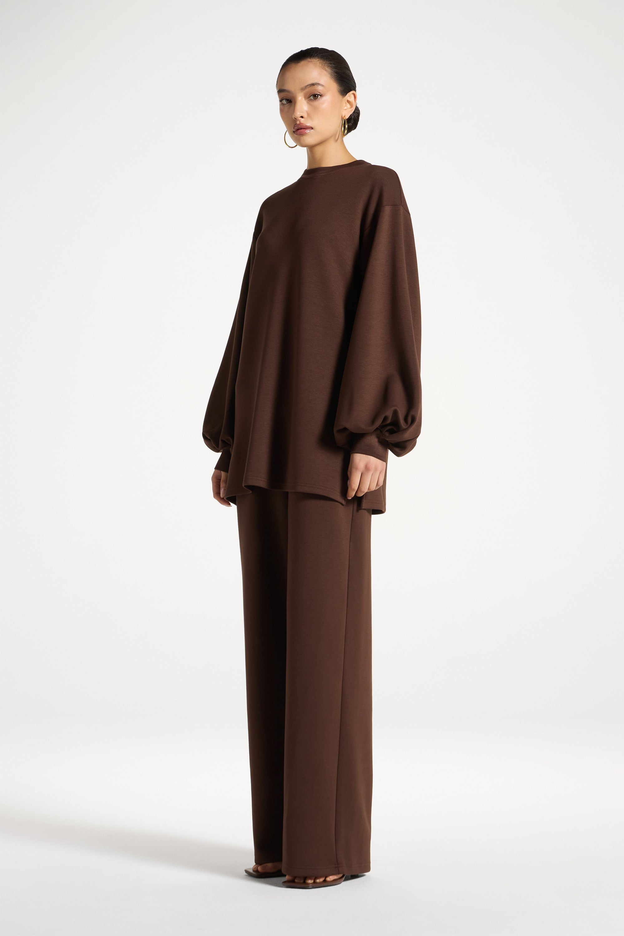Dila Top & Pant Set - Espresso Abayas Veiled