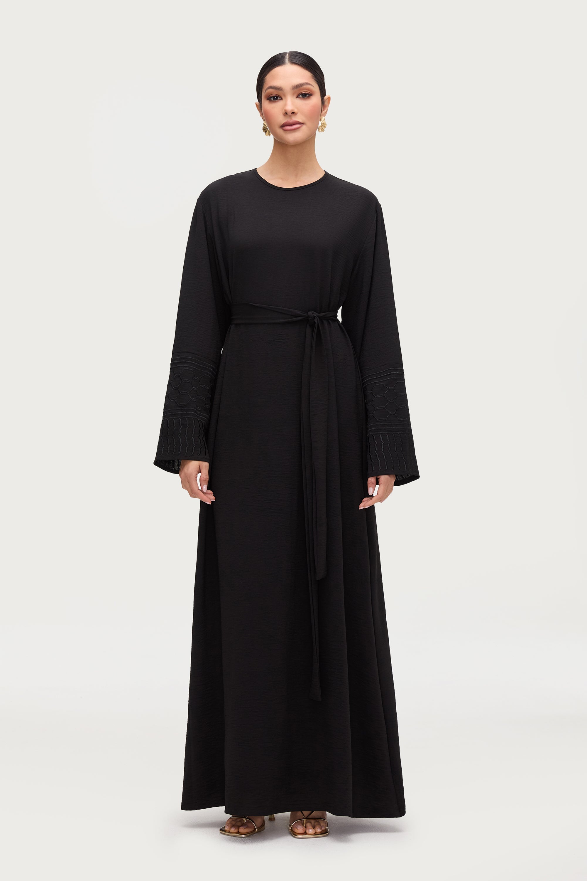 Dima Embroidered Maxi Dress - Black Abayas Veiled