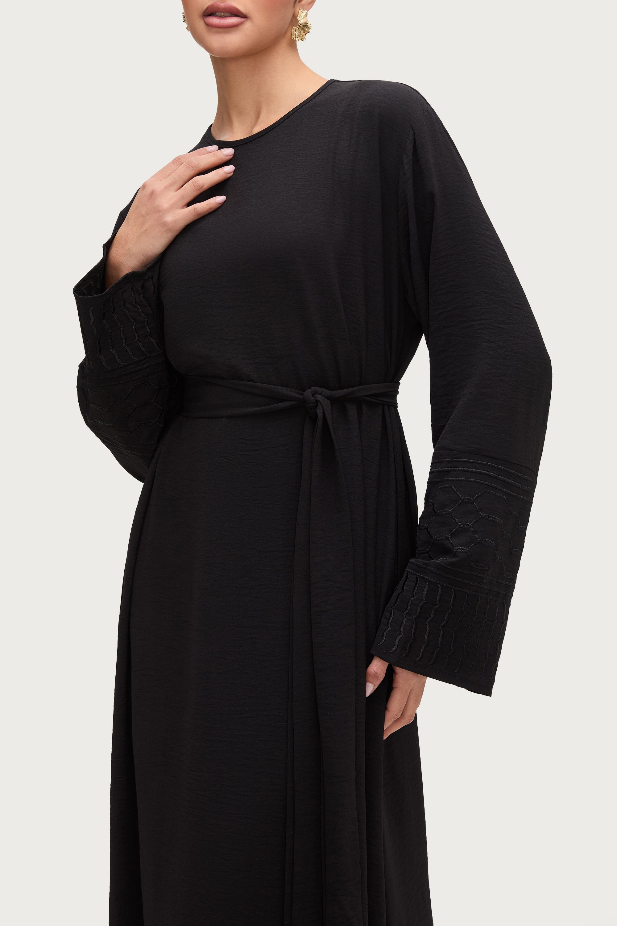 Dima Embroidered Maxi Dress - Black Abayas Veiled