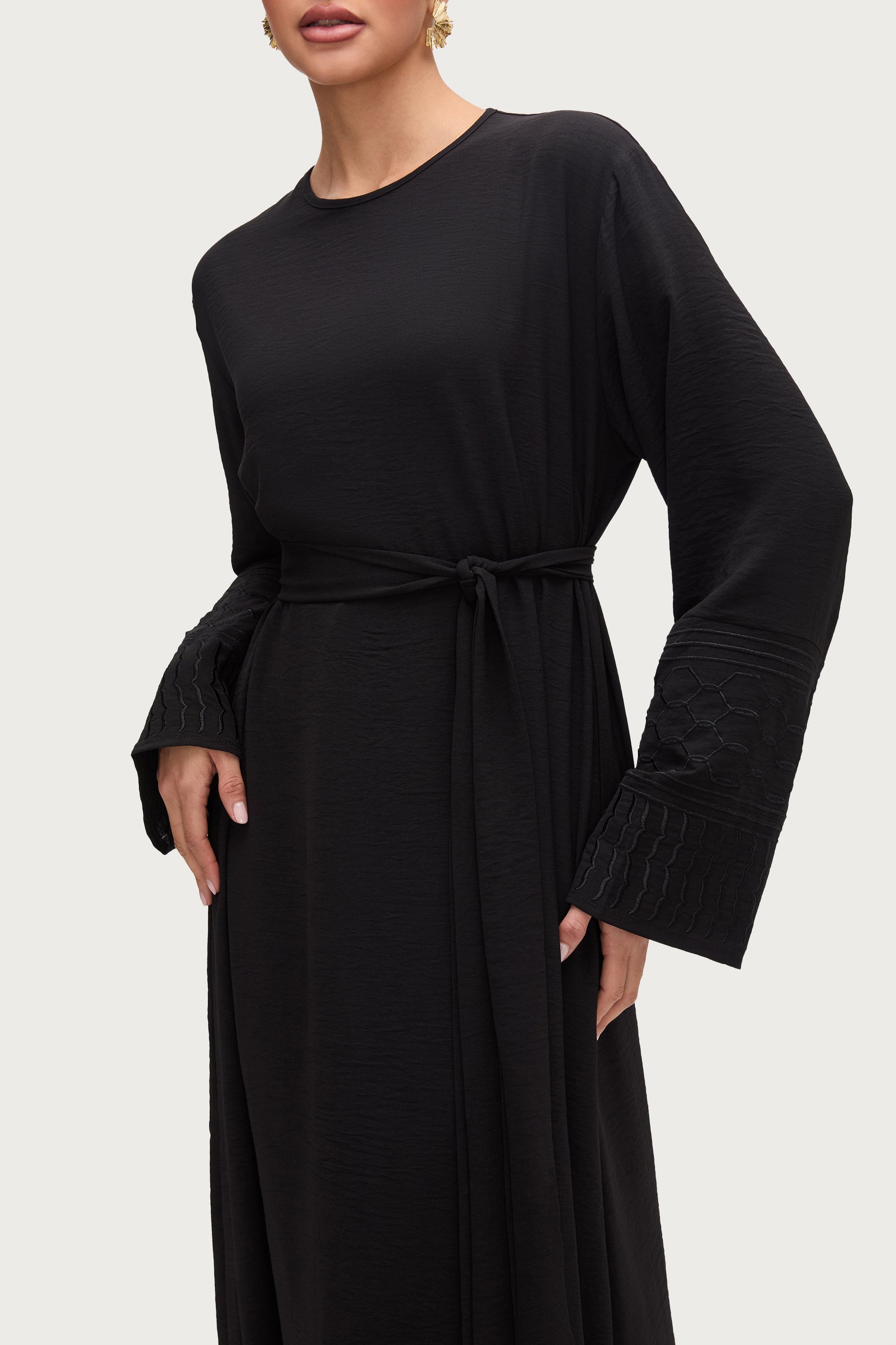 Dima Embroidered Maxi Dress - Black Abayas Veiled