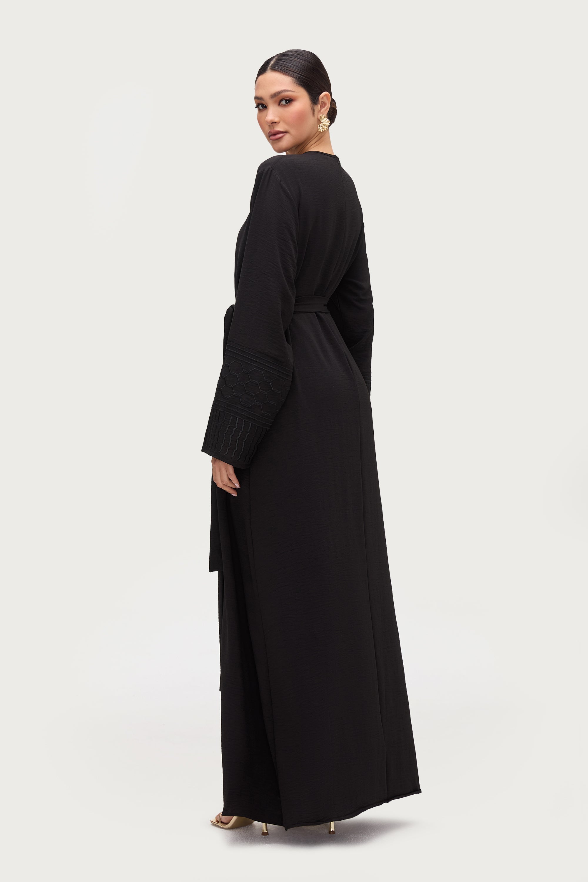 Dima Embroidered Maxi Dress - Black Abayas Veiled