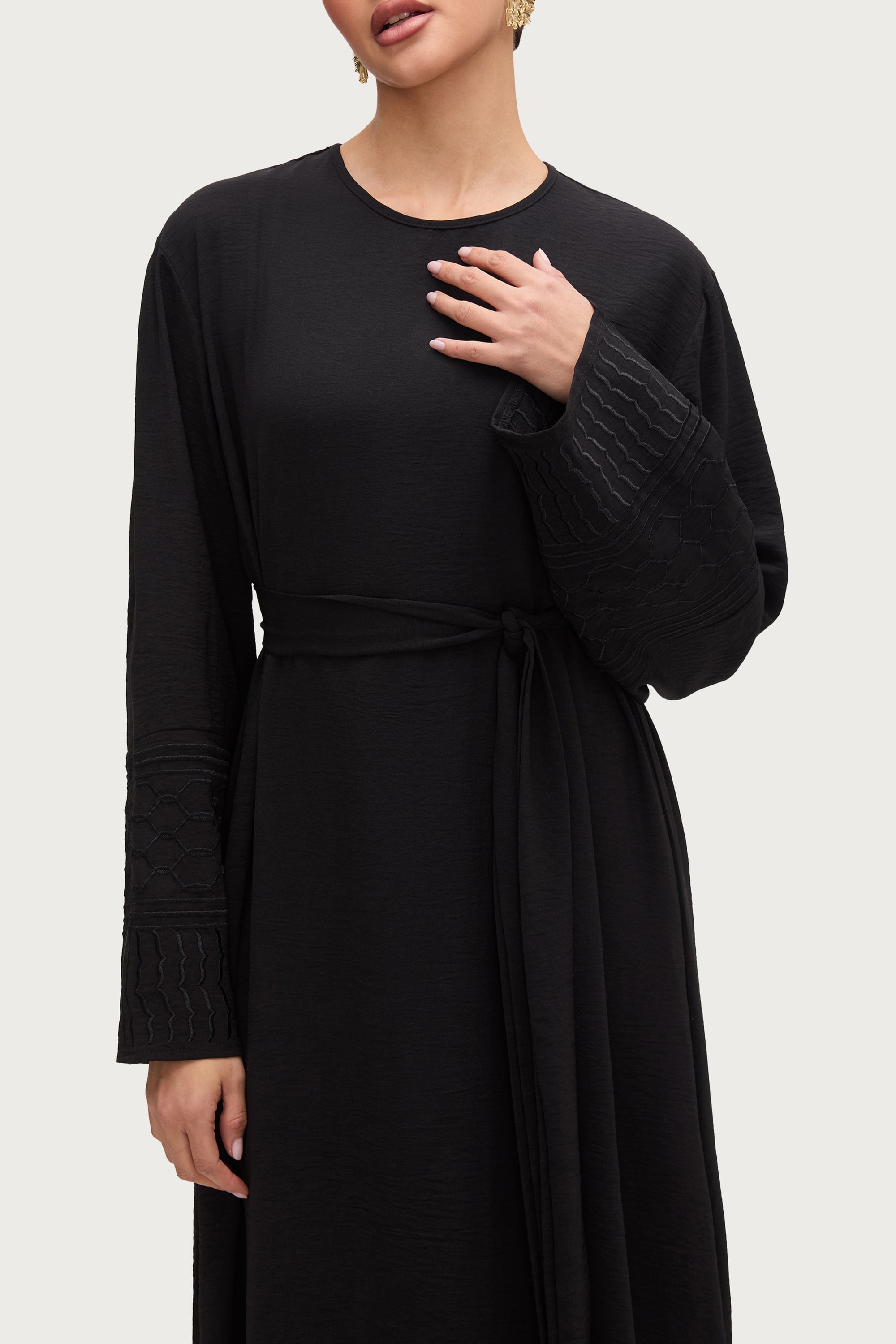 Dima Embroidered Maxi Dress - Black Abayas Veiled