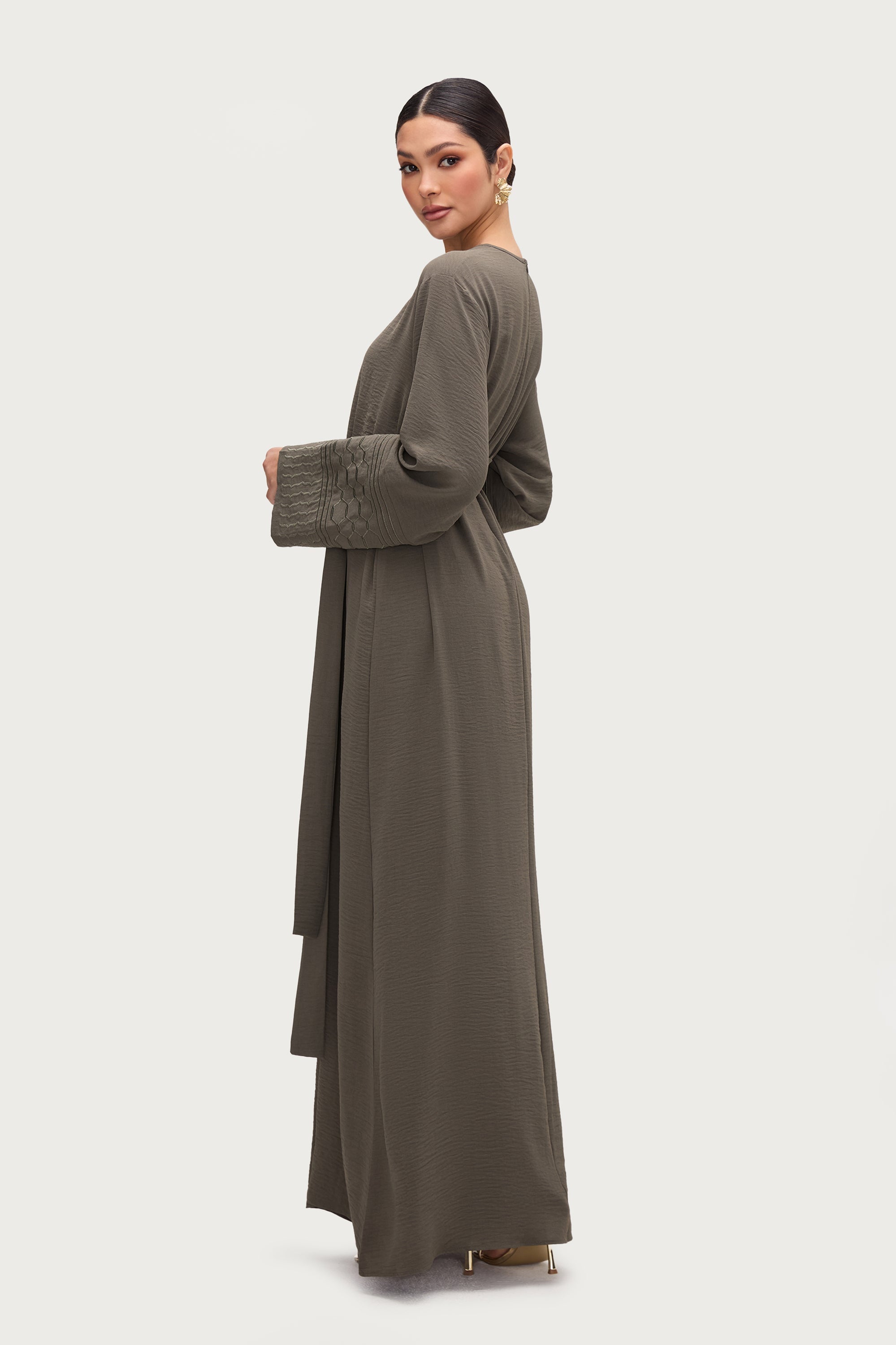 Dima Embroidered Maxi Dress - Sage Abayas Veiled