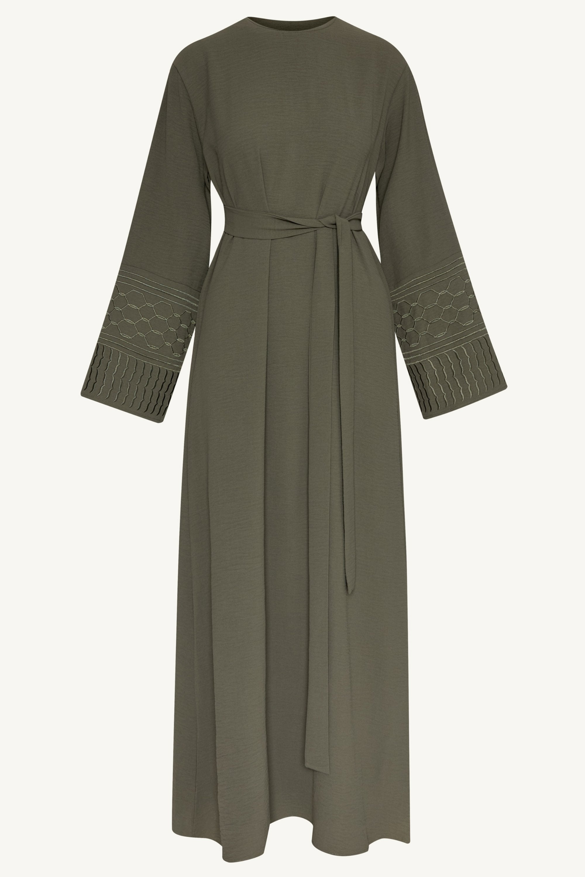 Dima Embroidered Maxi Dress - Sage Abayas Veiled
