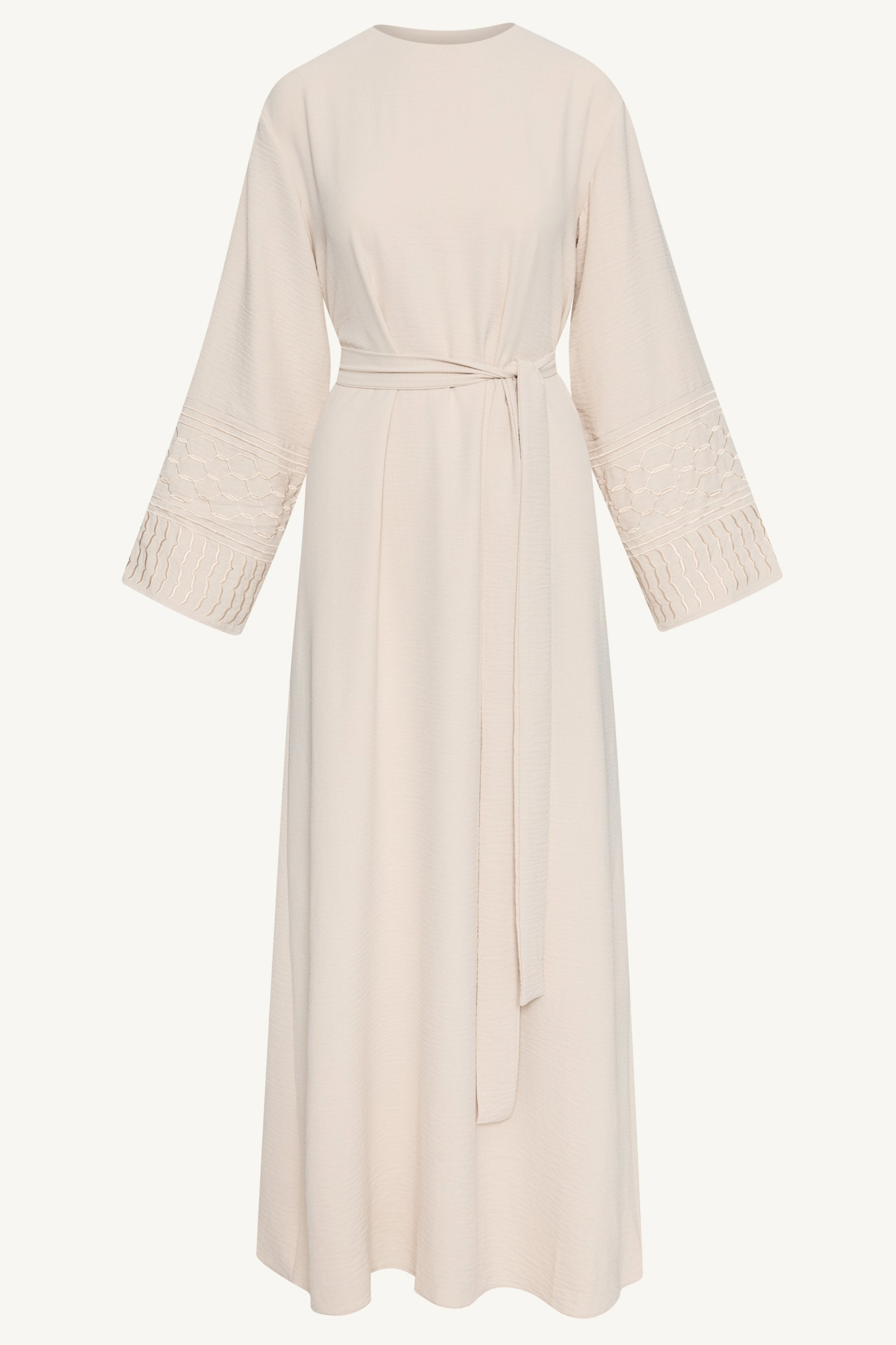 Dima Embroidered Maxi Dress - Stone Abayas Veiled