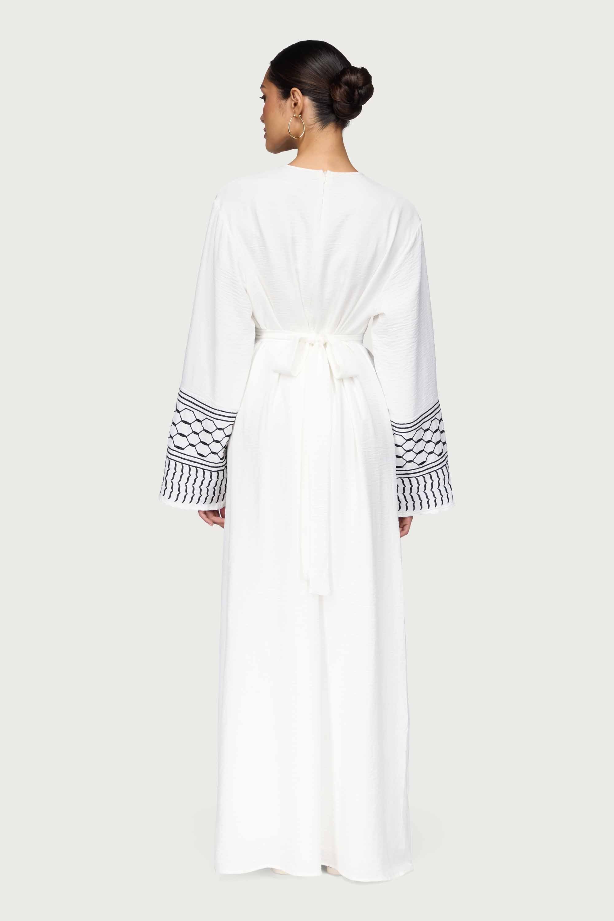 Dima Embroidered Maxi Dress - White Abayas Veiled