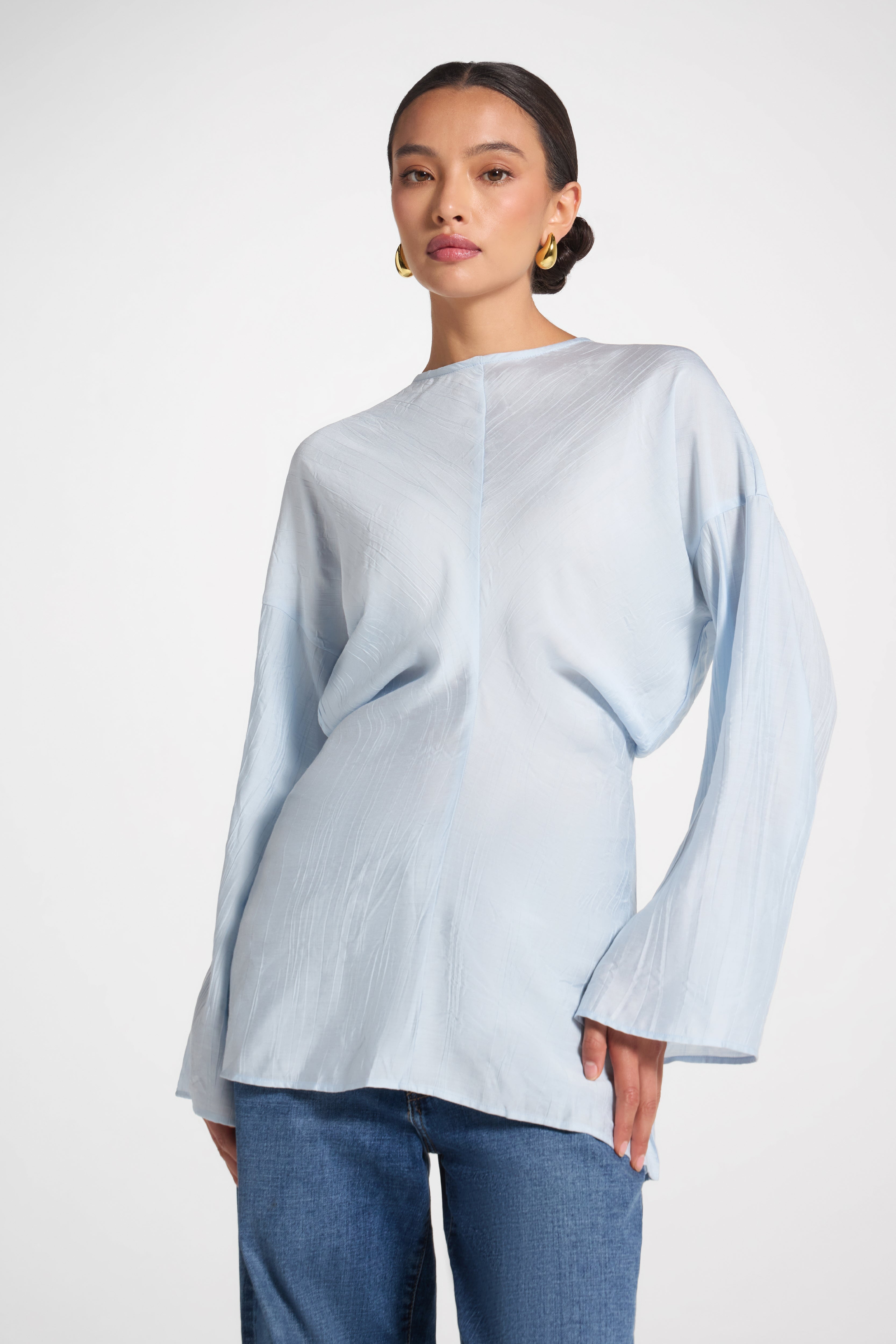 Dolman Sleeve Top - Baby Blue Veiled