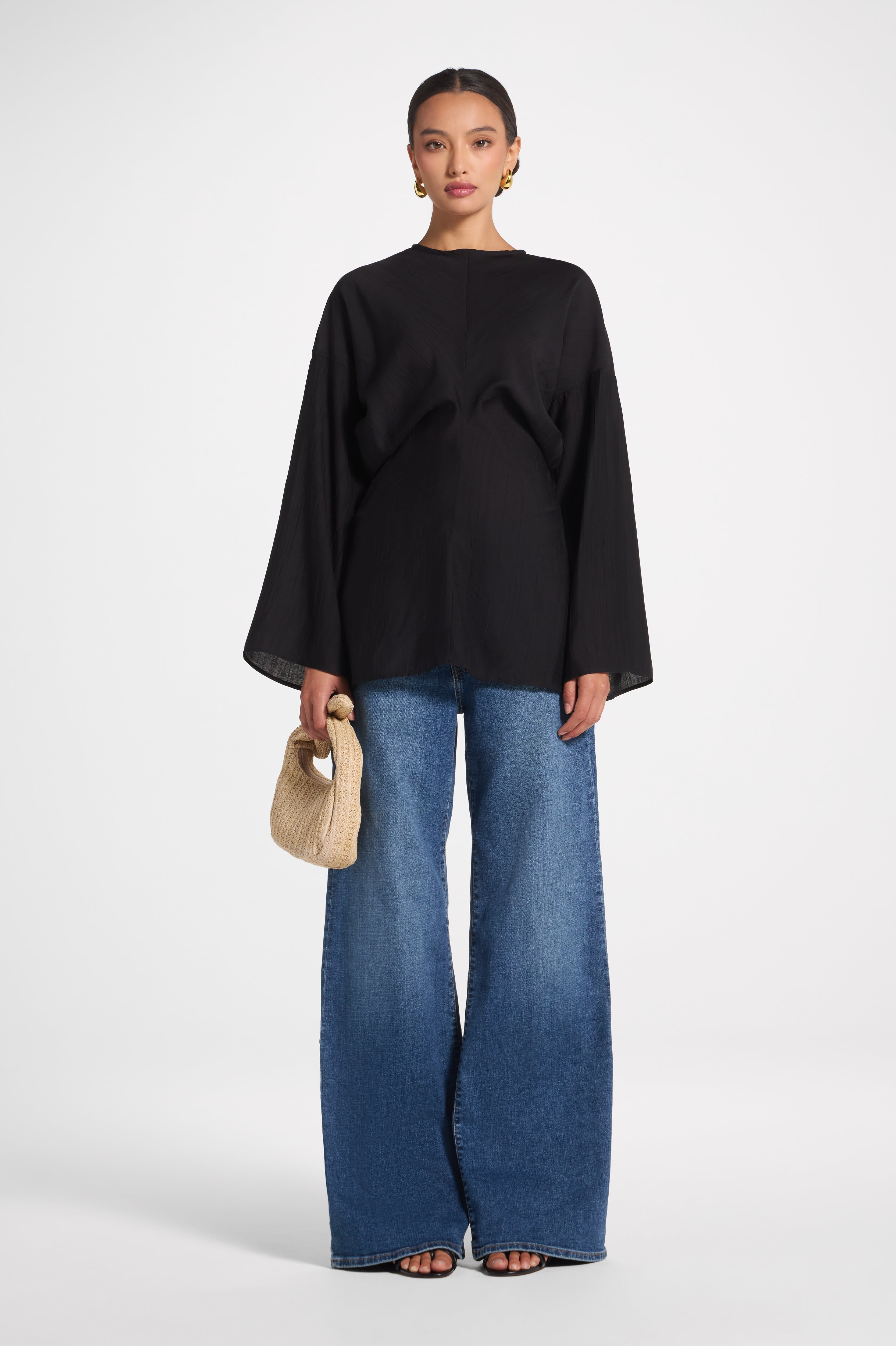 Dolman Sleeve Top - Black Veiled