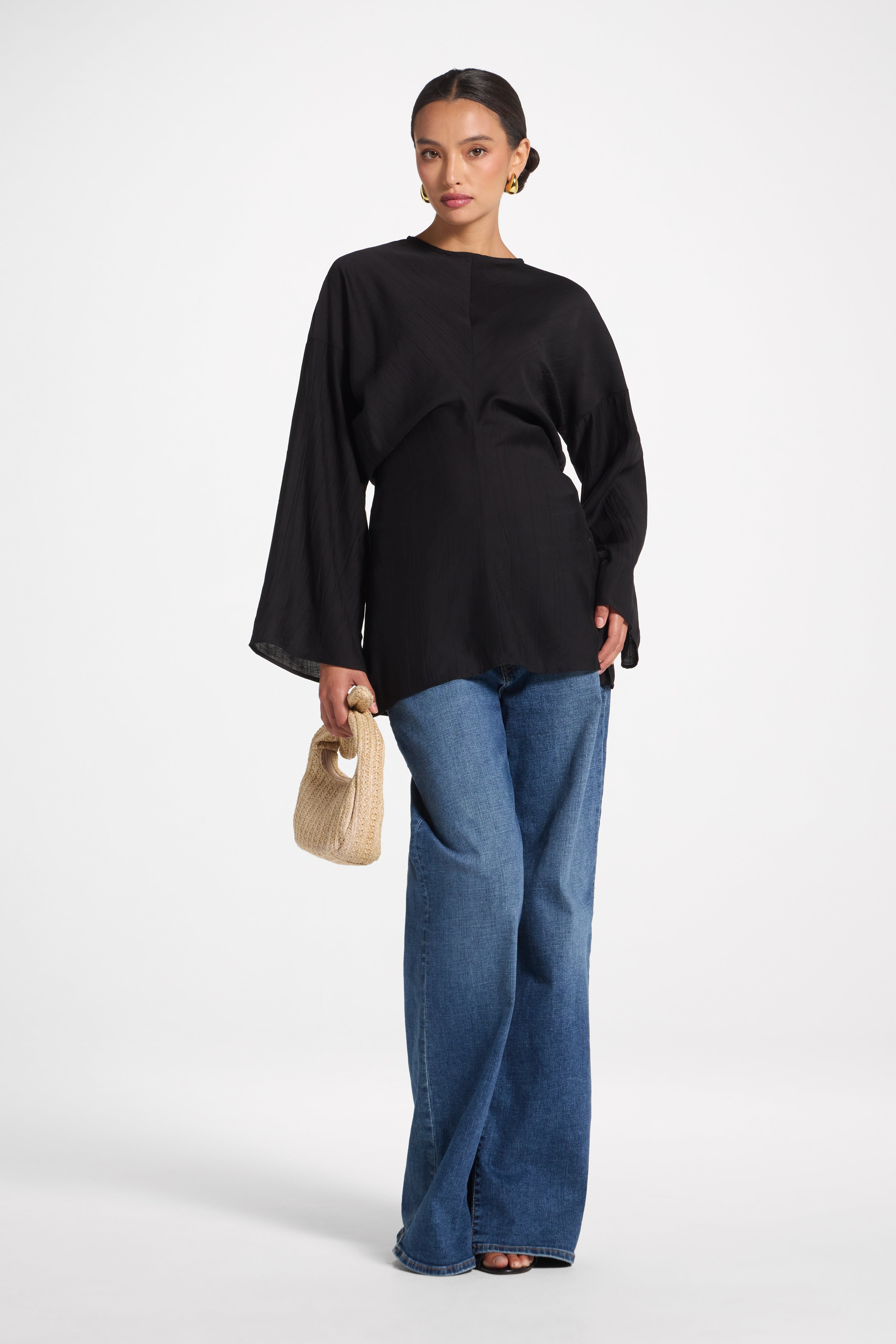 Dolman Sleeve Top - Black Veiled