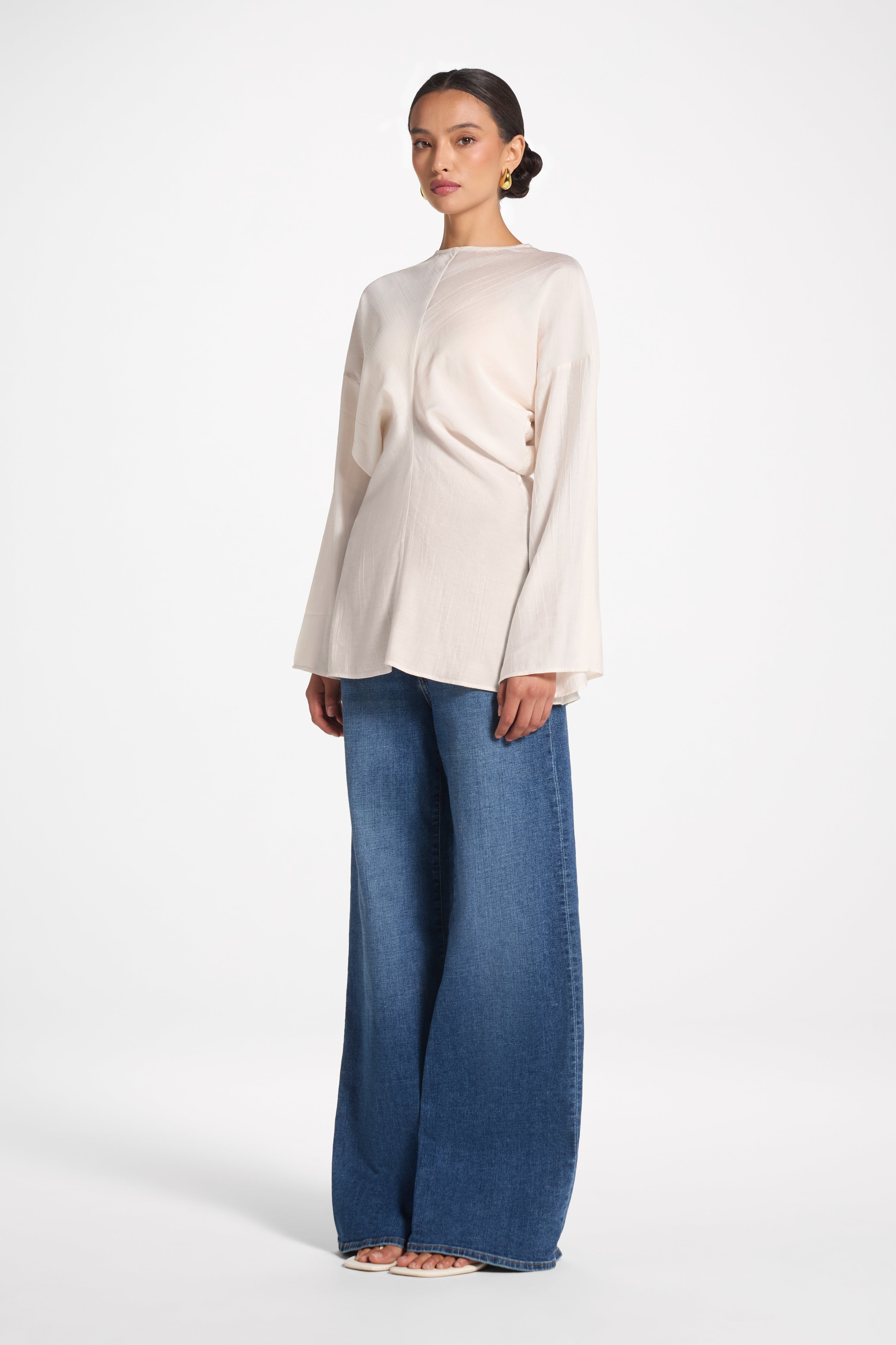 Dolman Sleeve Top - Off White Veiled