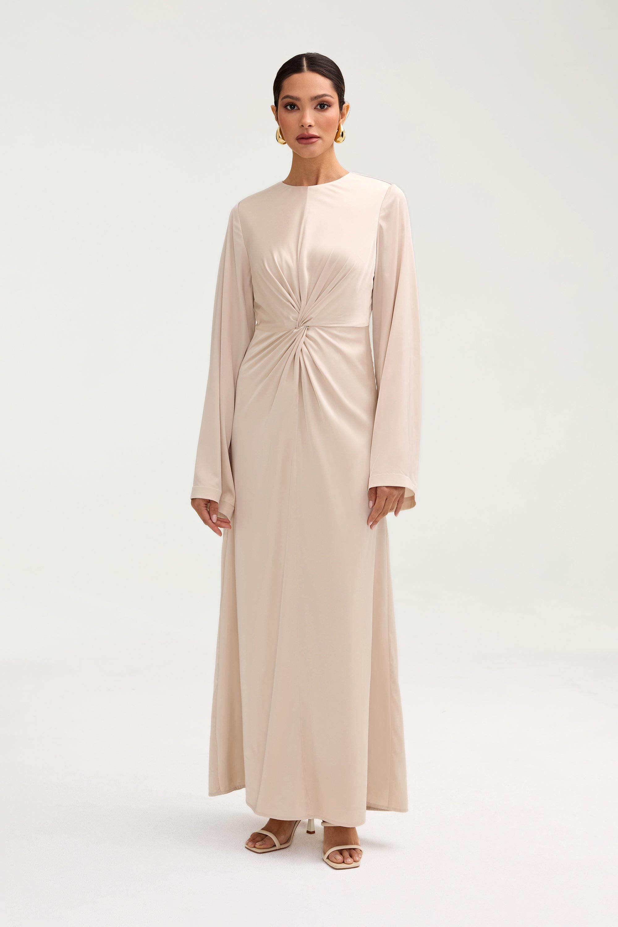 Duha Satin Twist Front Maxi Dress - Cloud Clothing Veiled 