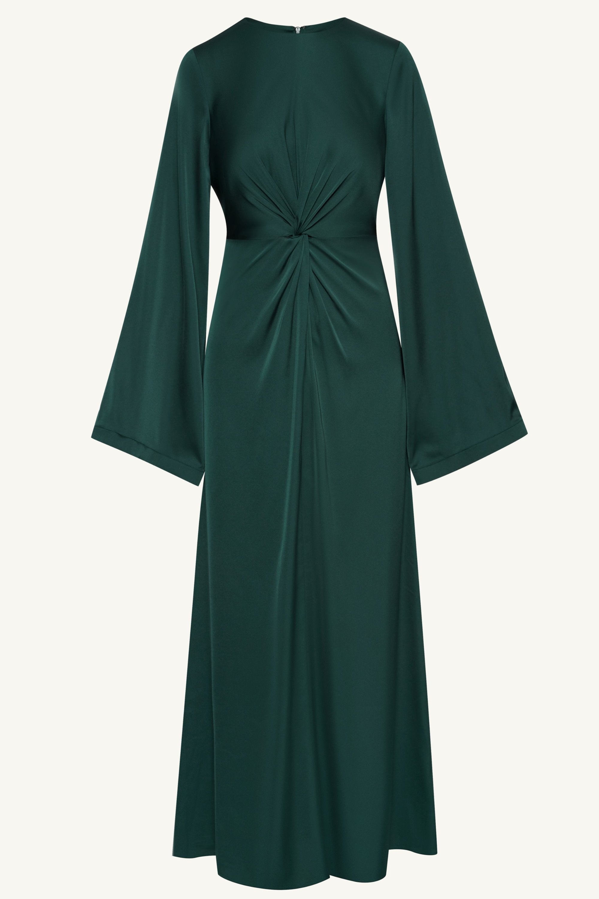 Duha Satin Twist Front Maxi Dress - Emerald Clothing epschoolboard 