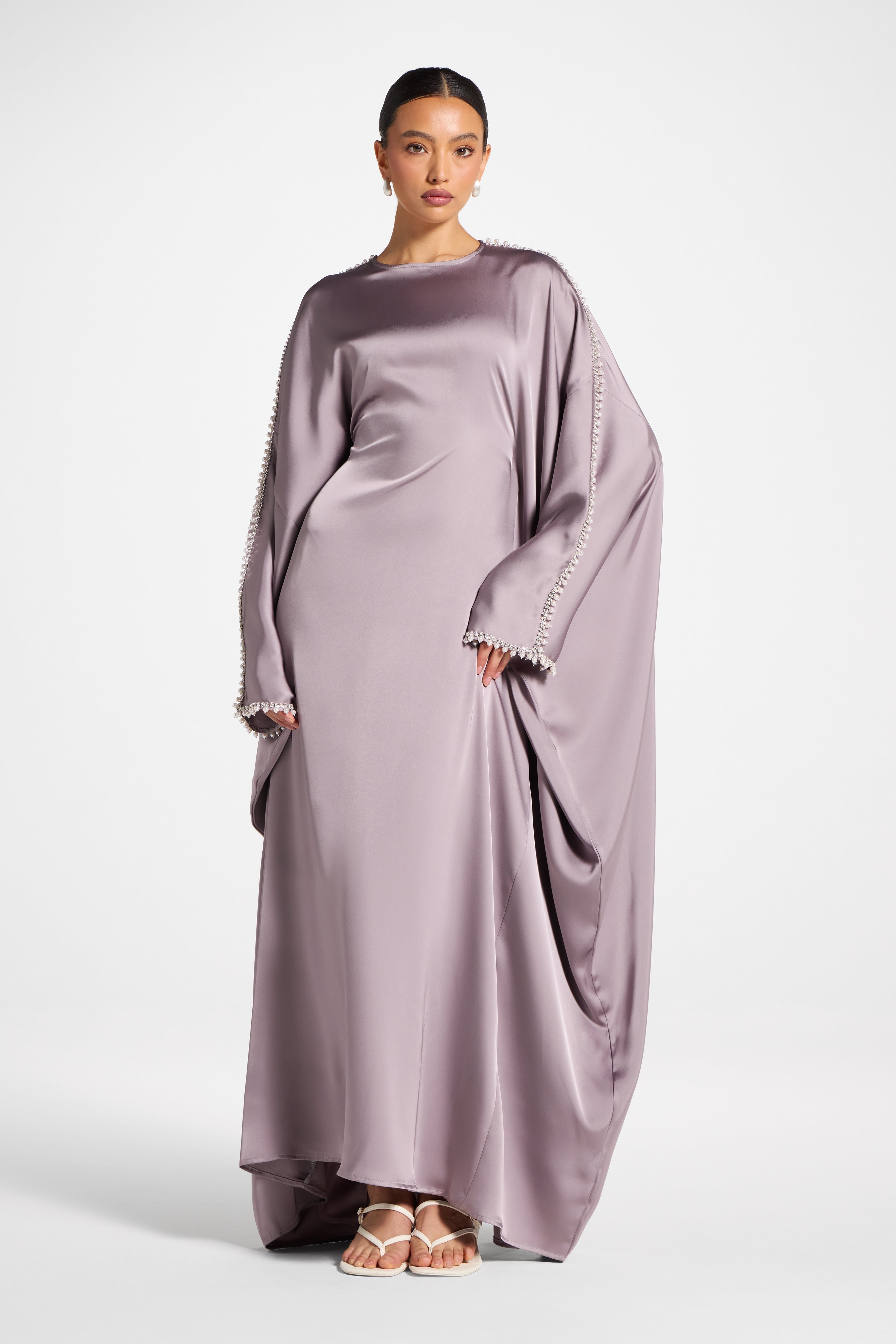 Embellished Butterfly Abaya Dress - Dusky Lavender Abayas Veiled