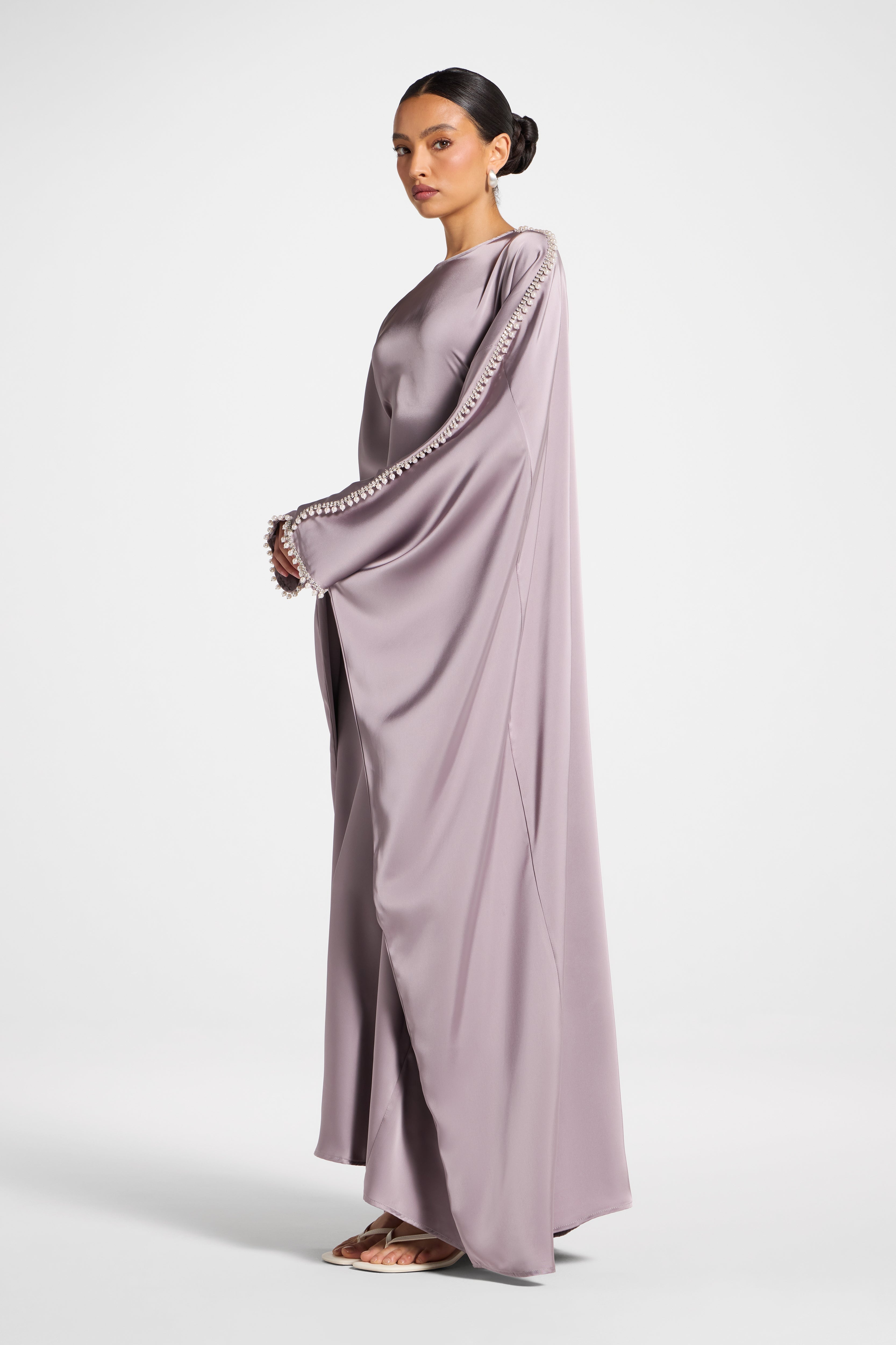 Embellished Butterfly Abaya Dress - Dusky Lavender Abayas Veiled