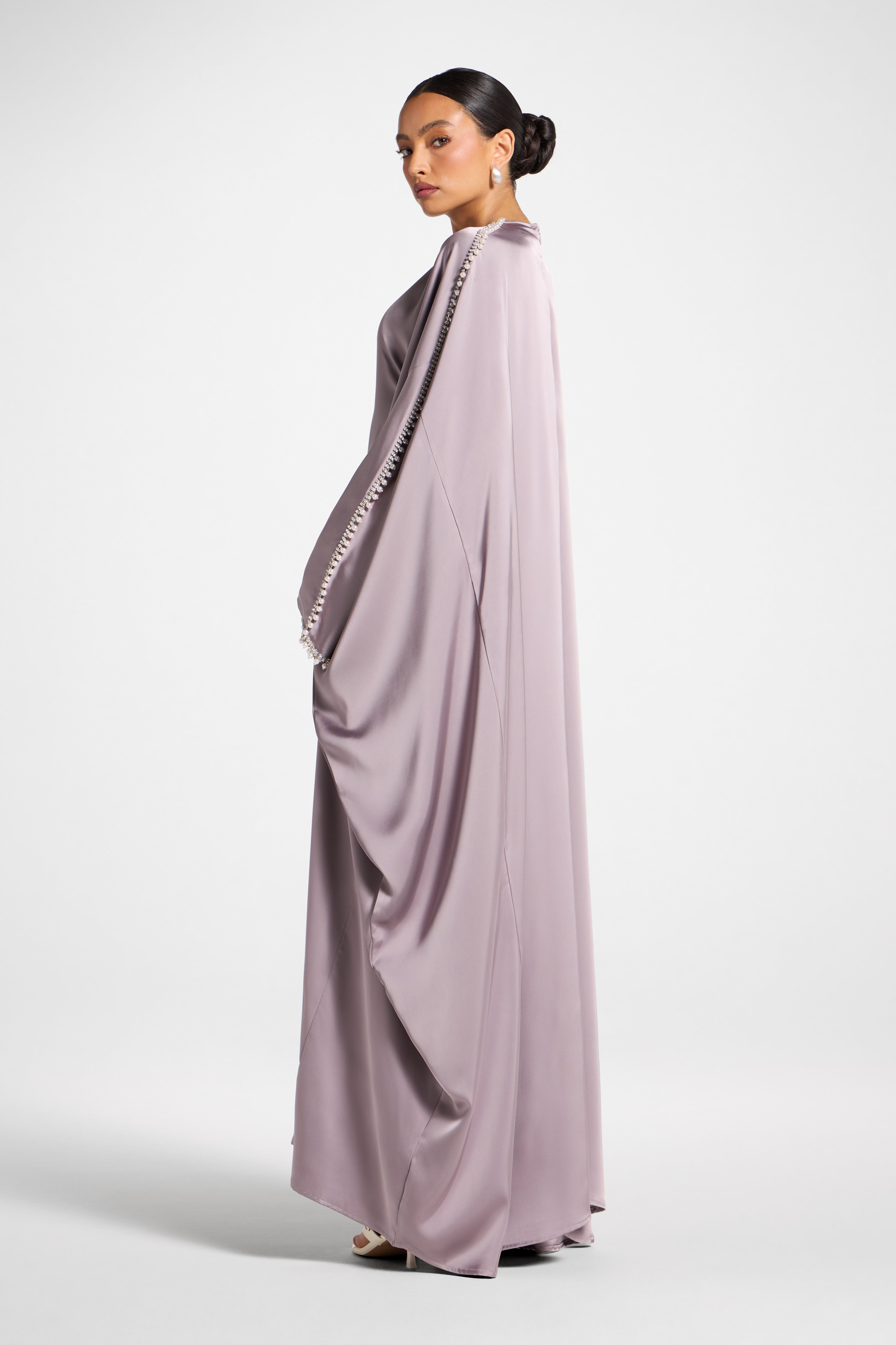 Embellished Butterfly Abaya Dress - Dusky Lavender Abayas Veiled
