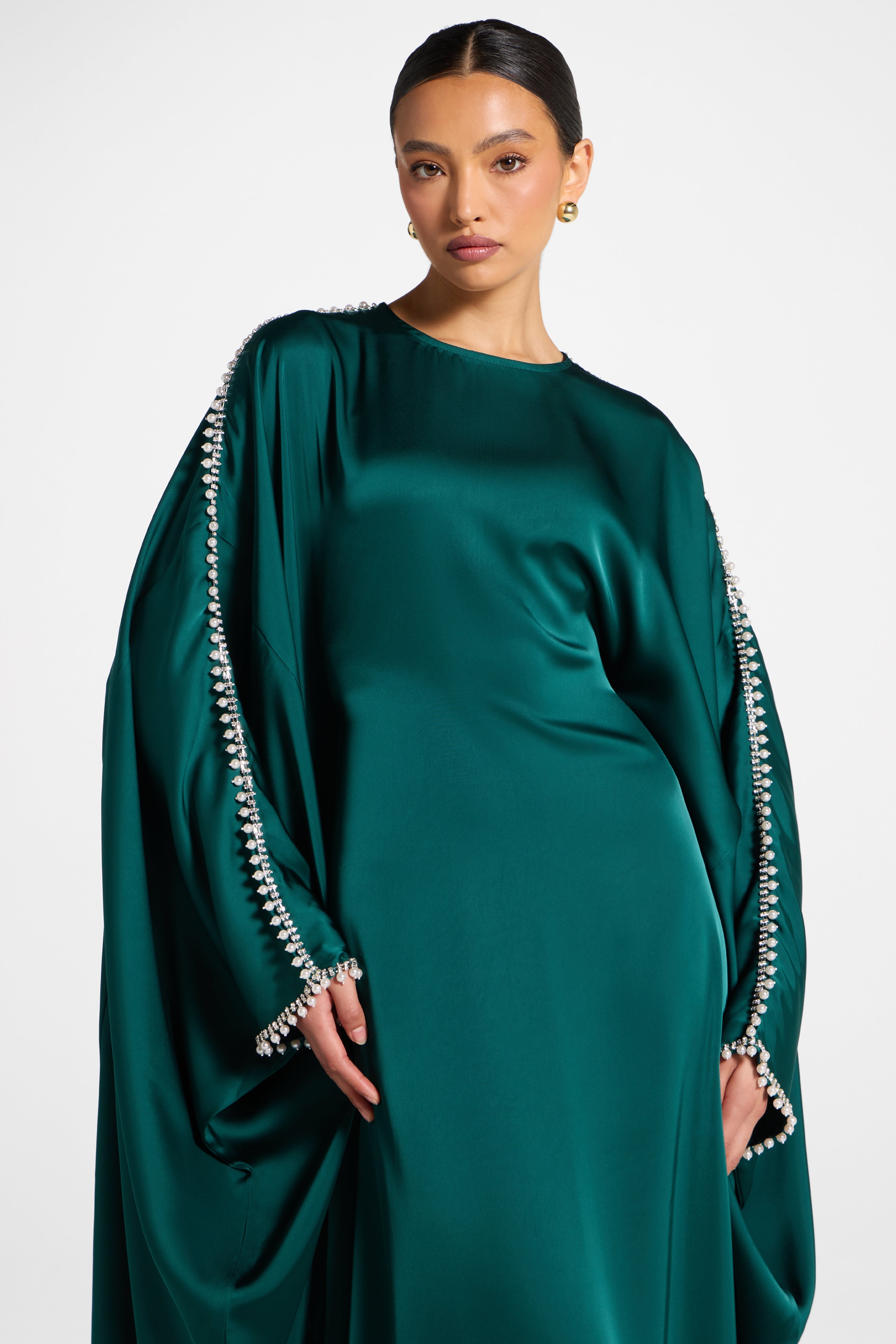 Embellished Butterfly Abaya Dress - Emerald Abayas Veiled