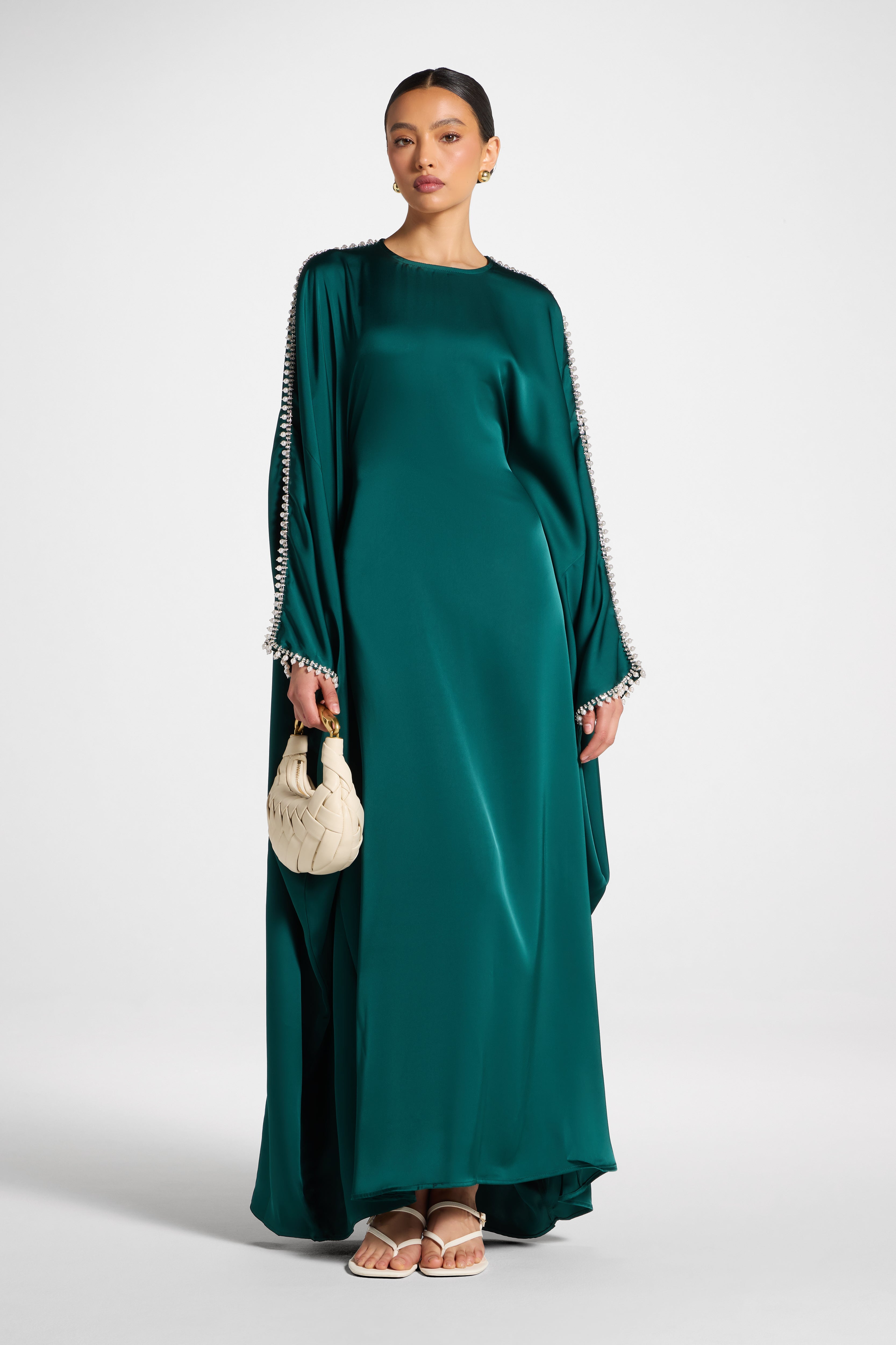 Embellished Butterfly Abaya Dress - Emerald Abayas Veiled