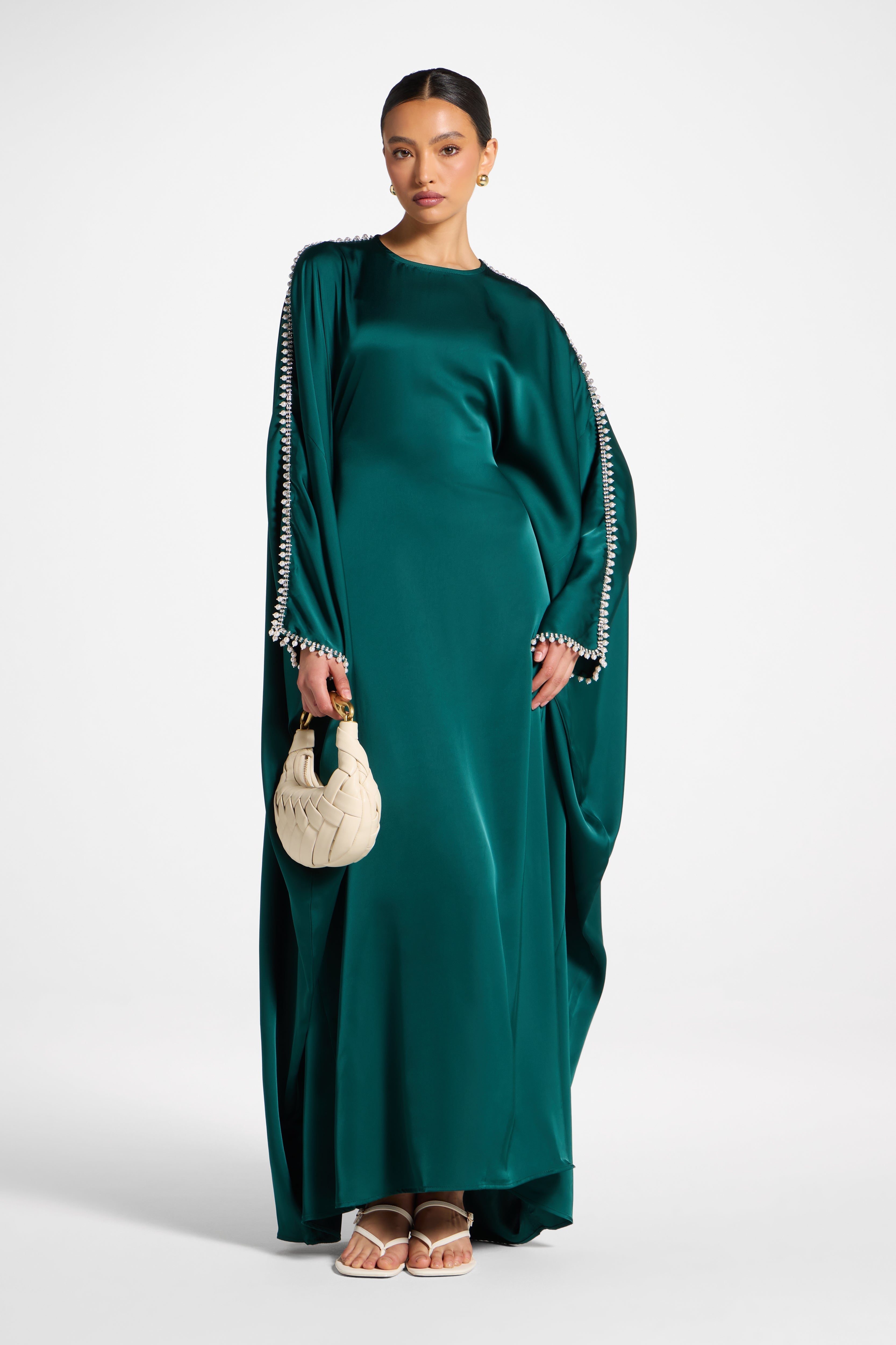 Embellished Butterfly Abaya Dress - Emerald Abayas Veiled