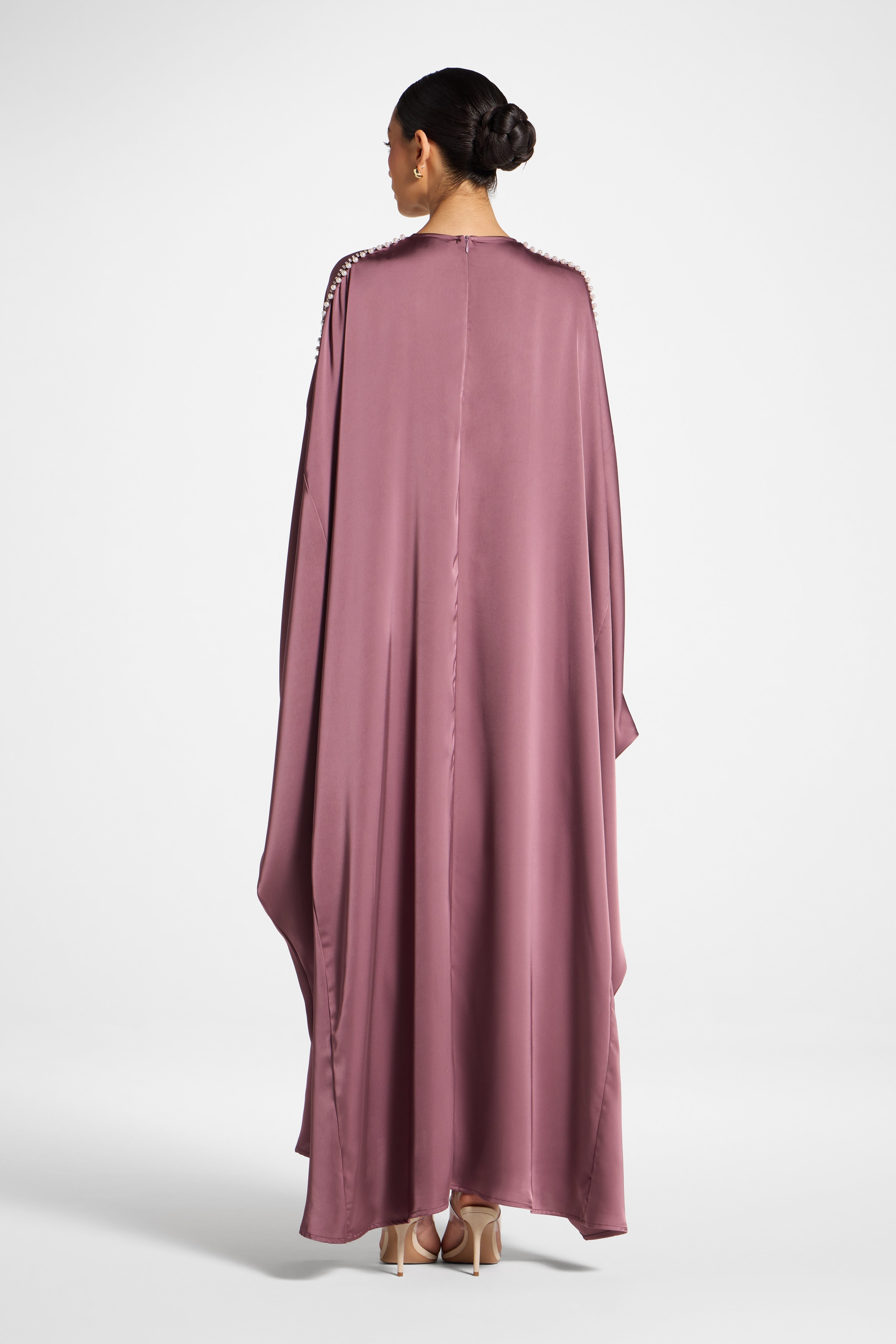 Embellished Butterfly Abaya Dress - Plum Abayas Veiled