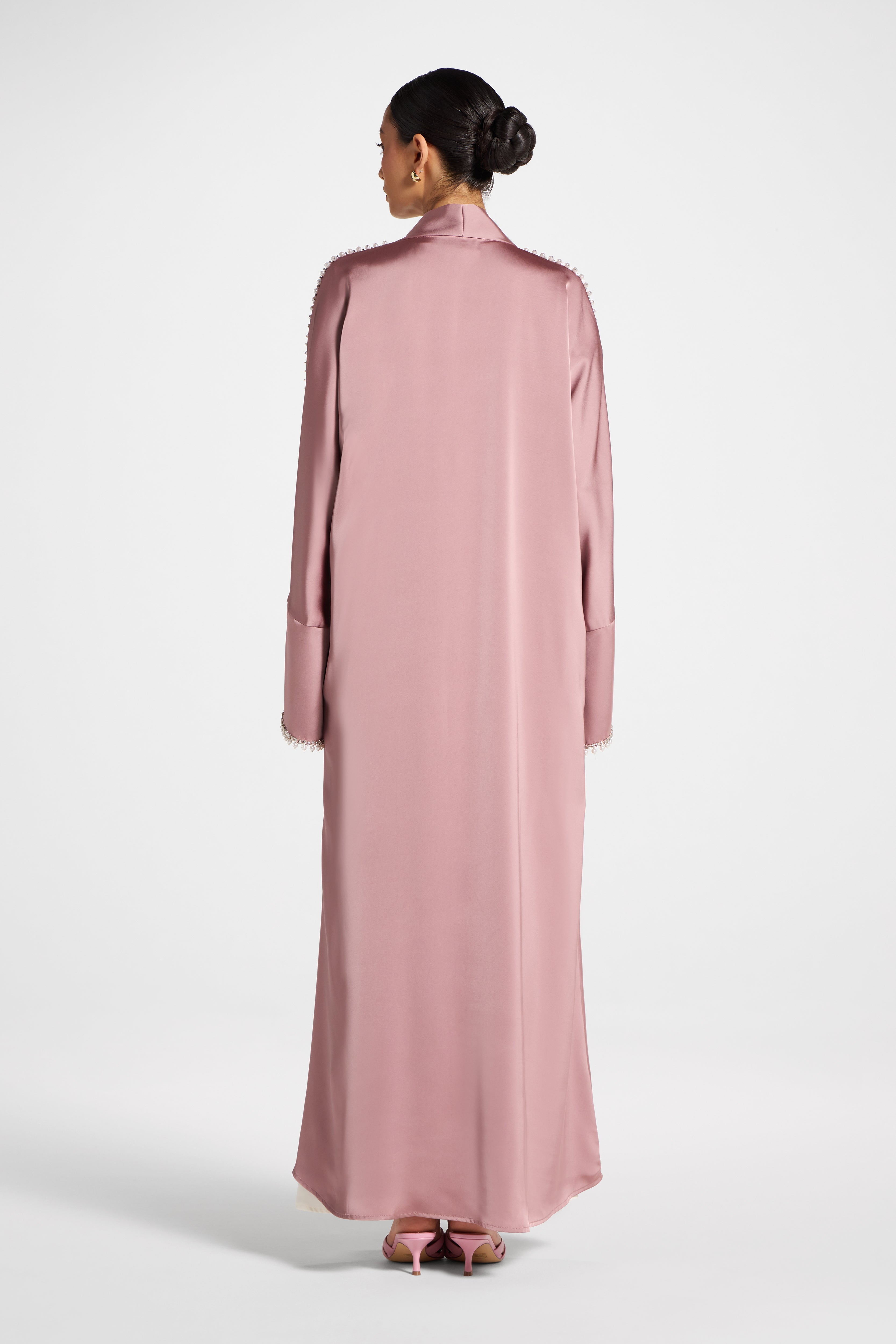 Embellished Open Abaya - Desert Mauve Abayas Veiled