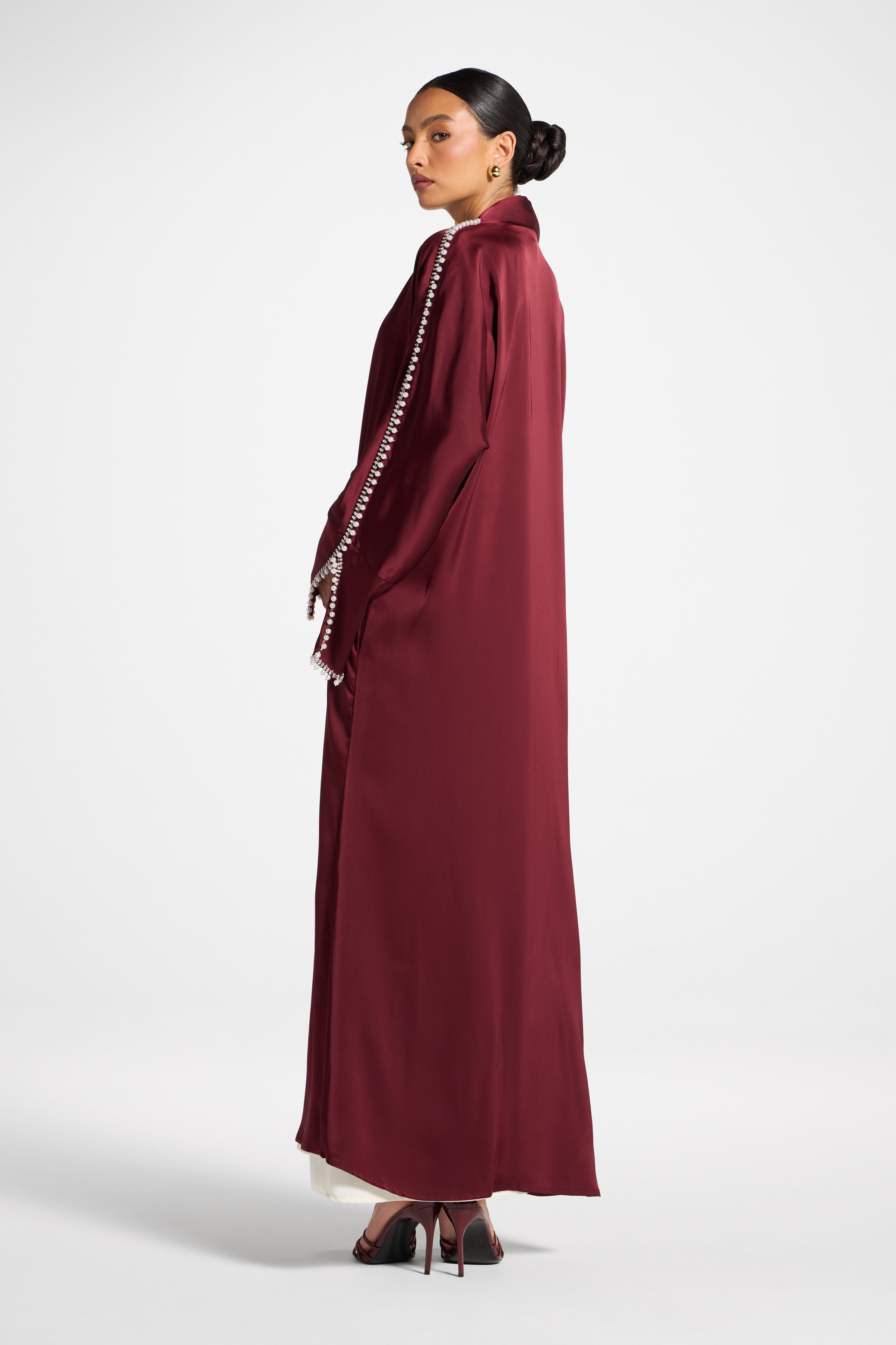 Embellished Open Abaya - Pomegranate Abayas Veiled