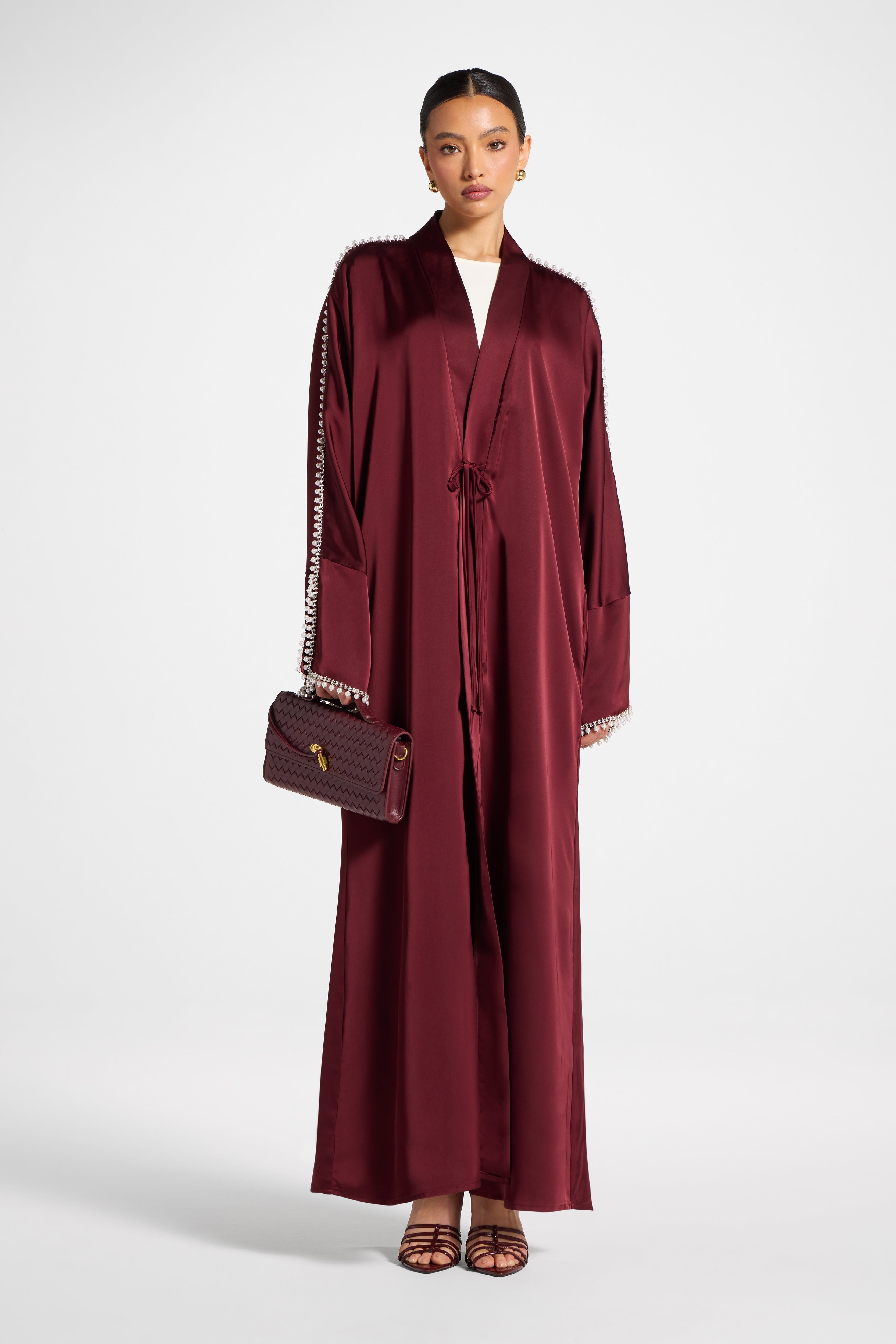 Embellished Open Abaya - Pomegranate Abayas Veiled