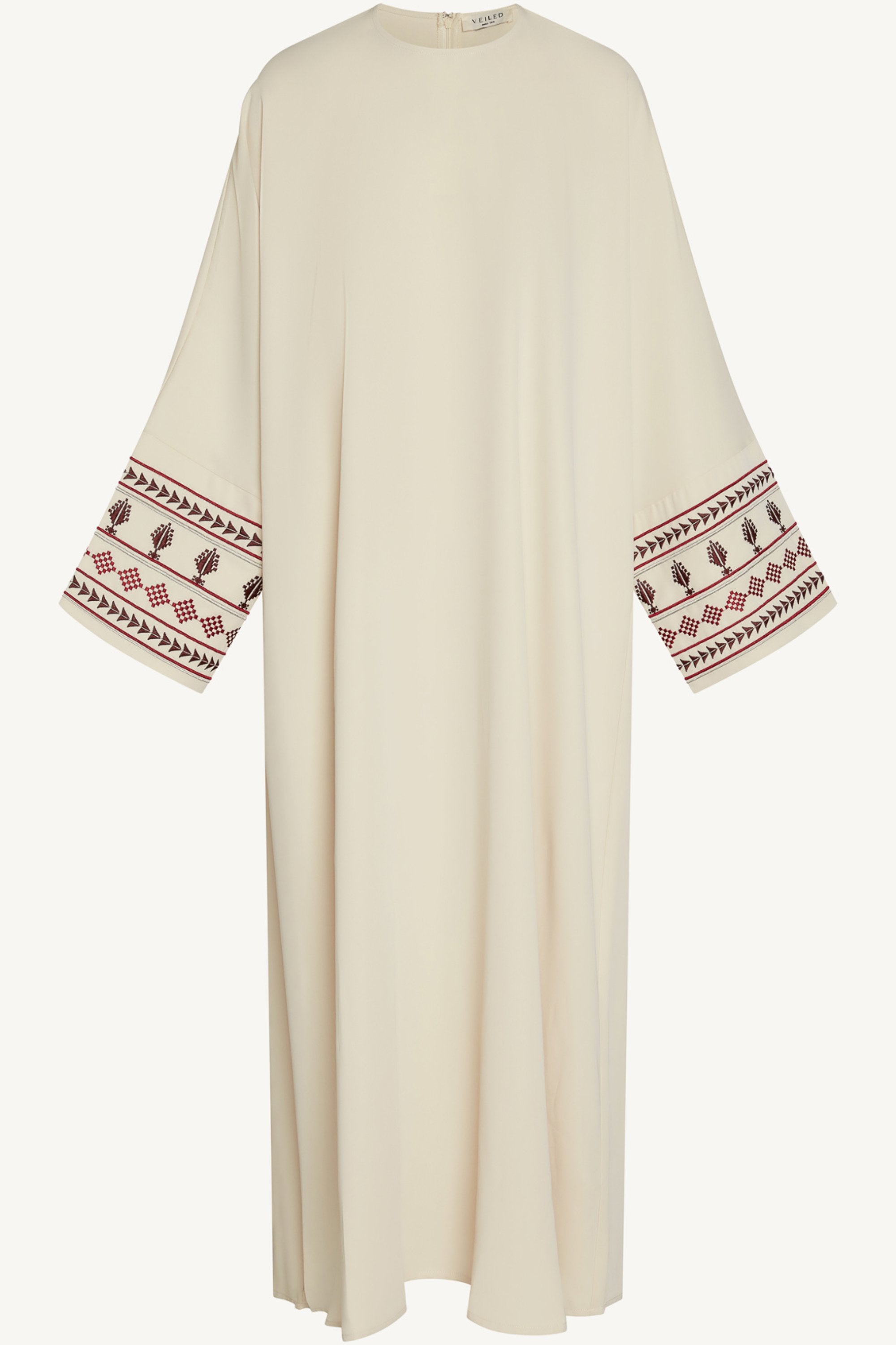 Embroidered Abaya Dress - Beige Abayas Veiled