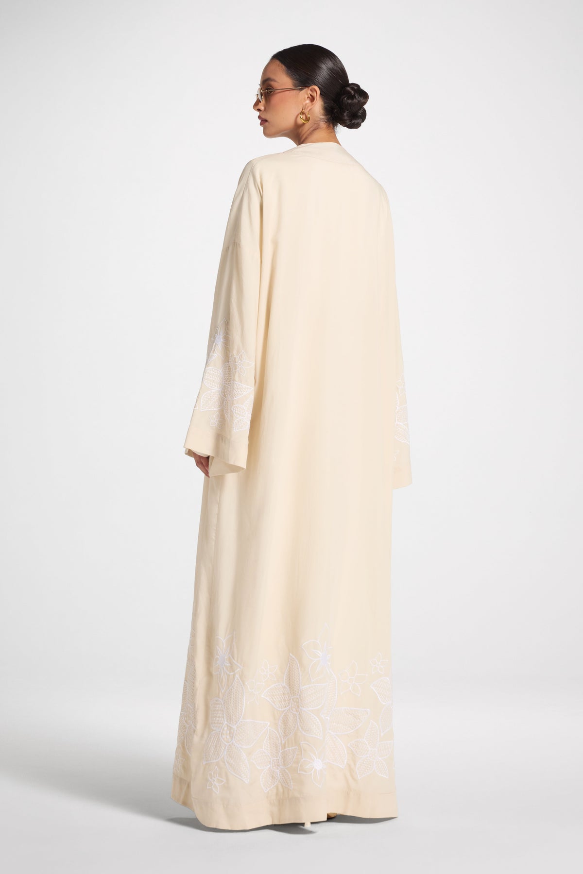 Embroidered Abaya - Parchment Abaya Veiled