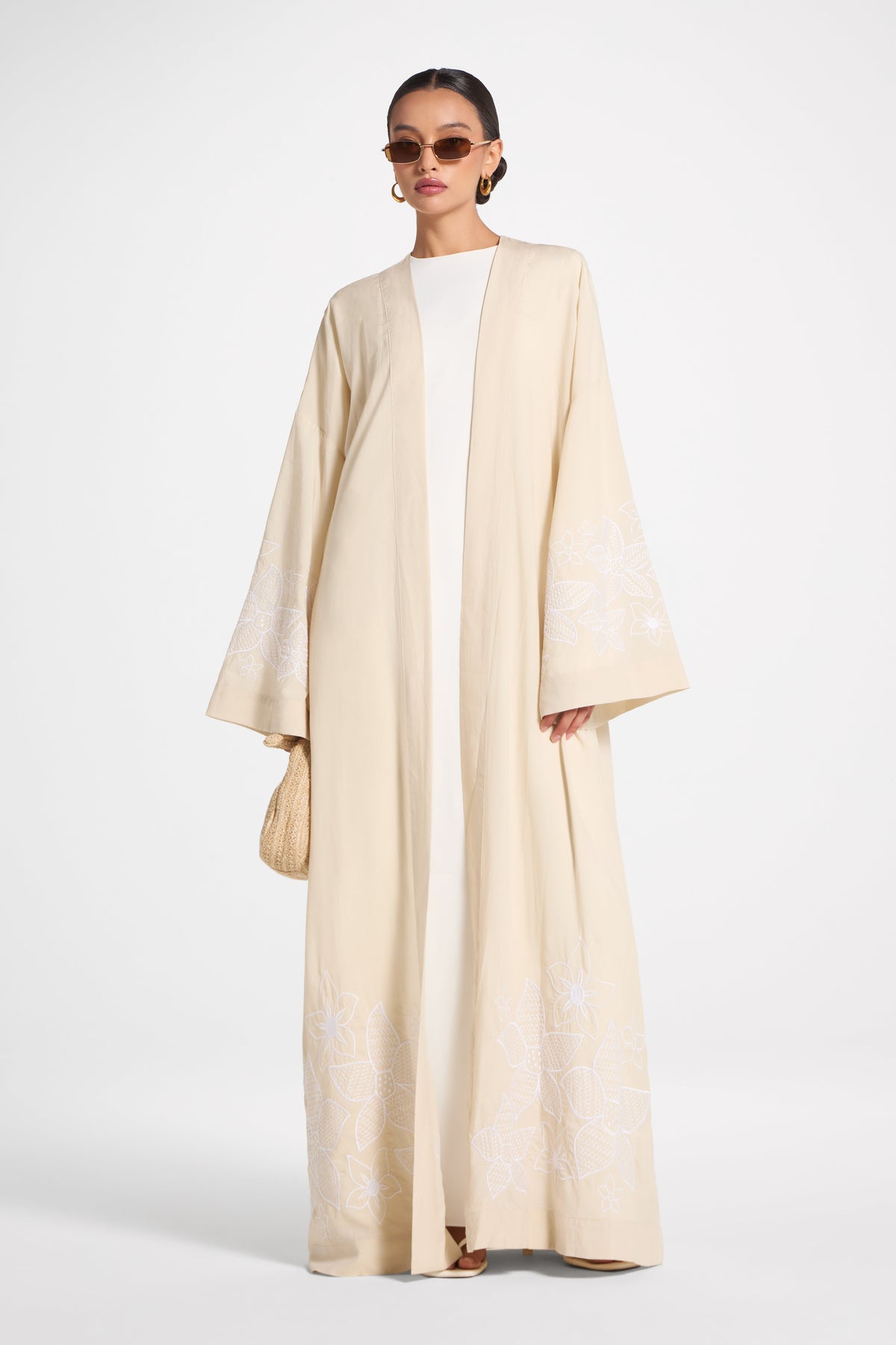 Embroidered Abaya - Parchment Abaya Veiled