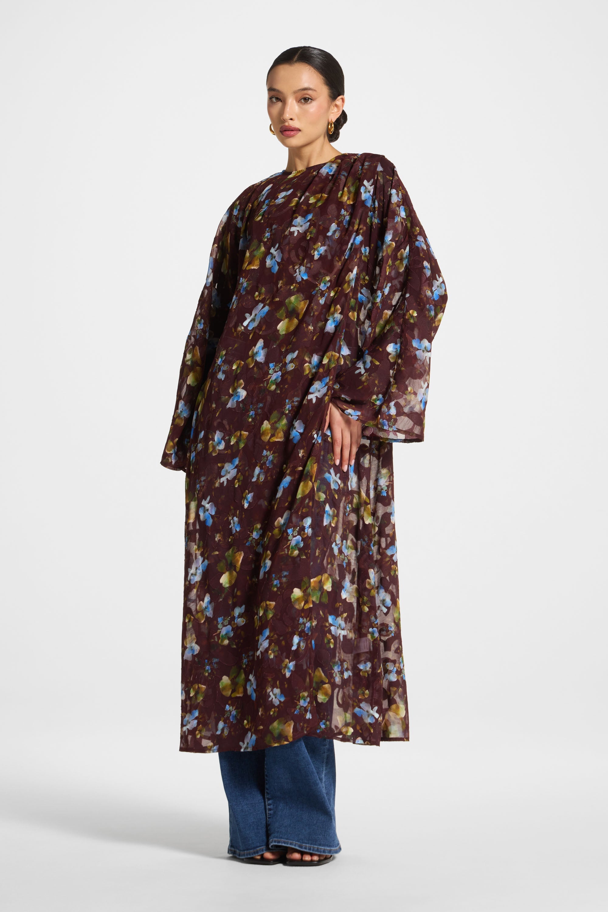 Embroidered Maxi Top - Chocolate Plum Abayas Veiled
